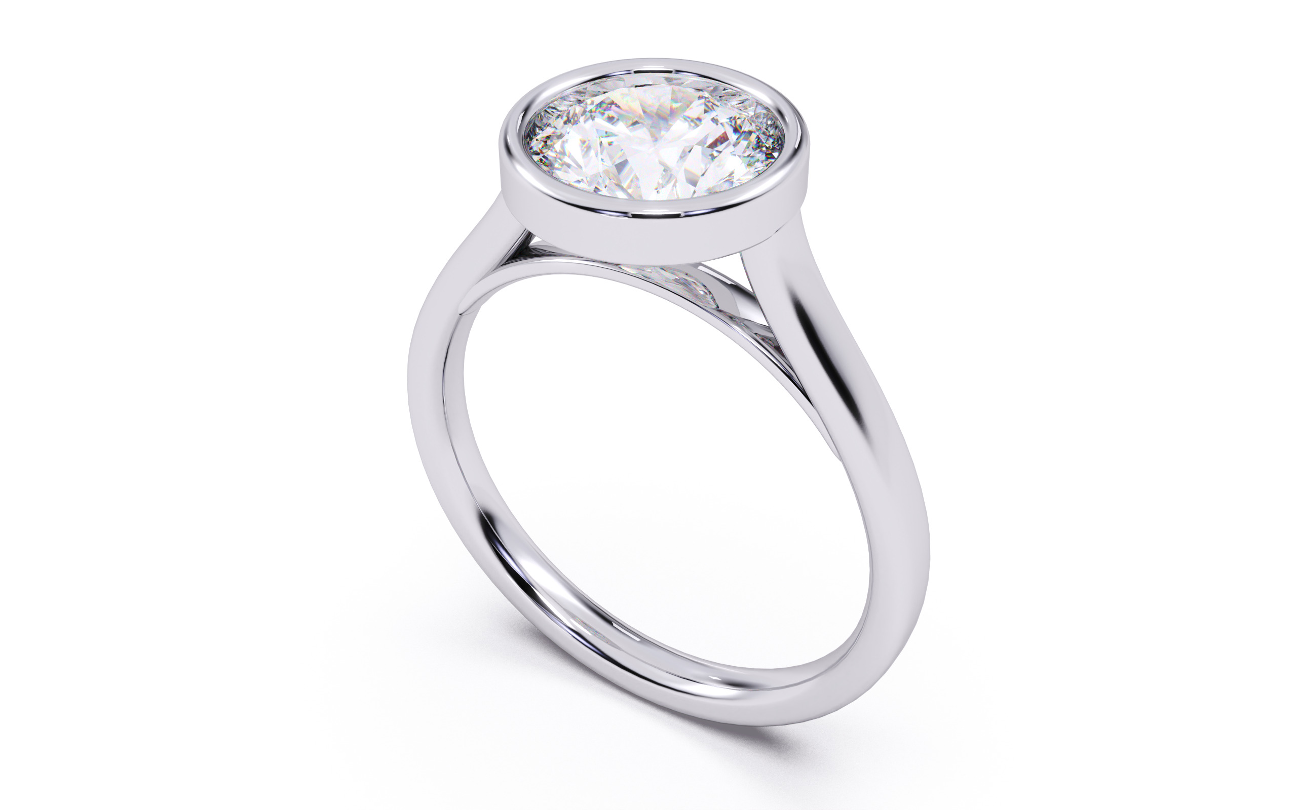 Round Diamond Bezel Setting Solitaire Diamond Ring 3D print model_22