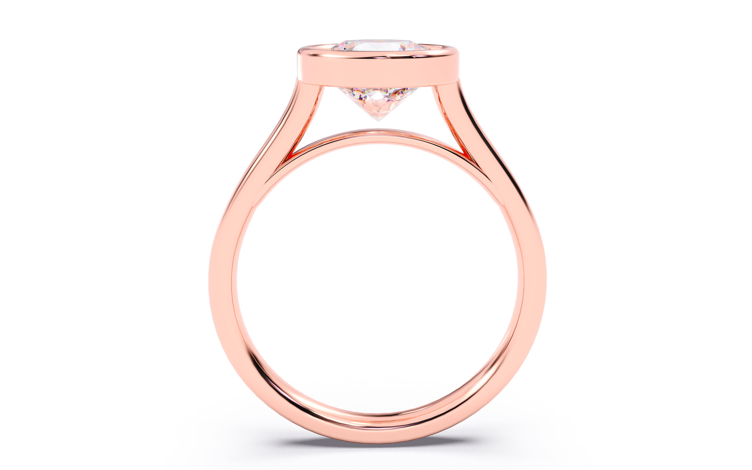 Round Diamond Bezel Setting Solitaire Diamond Ring 3D print model_4