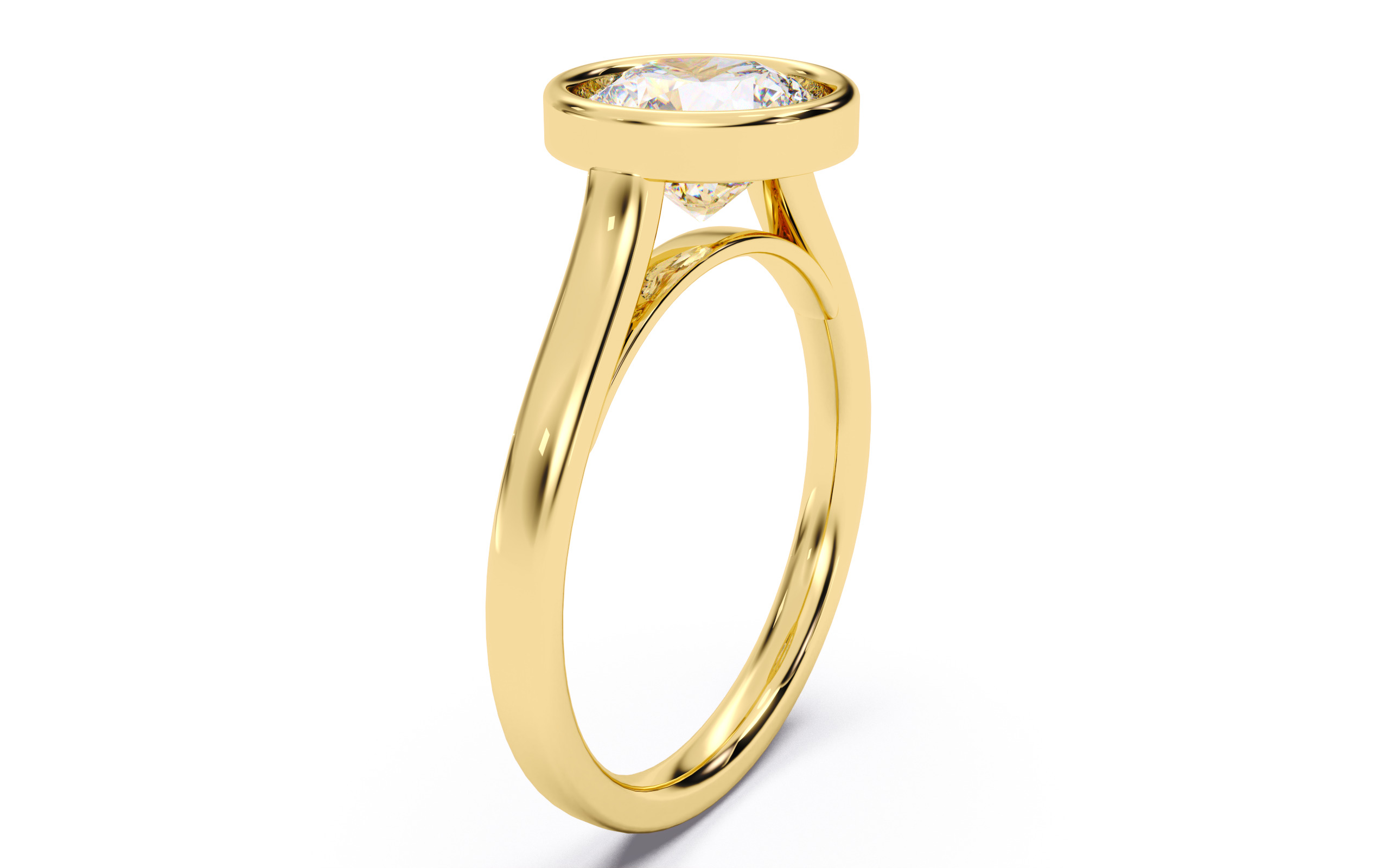Round Diamond Bezel Setting Solitaire Diamond Ring 3D print model_8