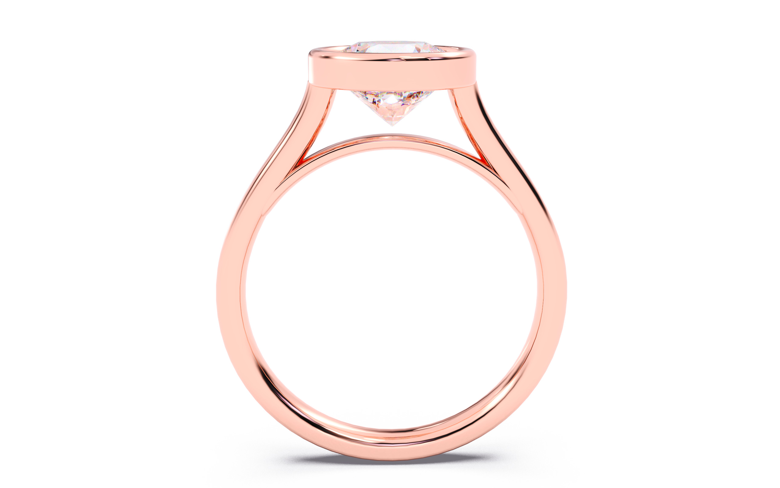 Round Diamond Bezel Setting Solitaire Diamond Ring 3D print model_14