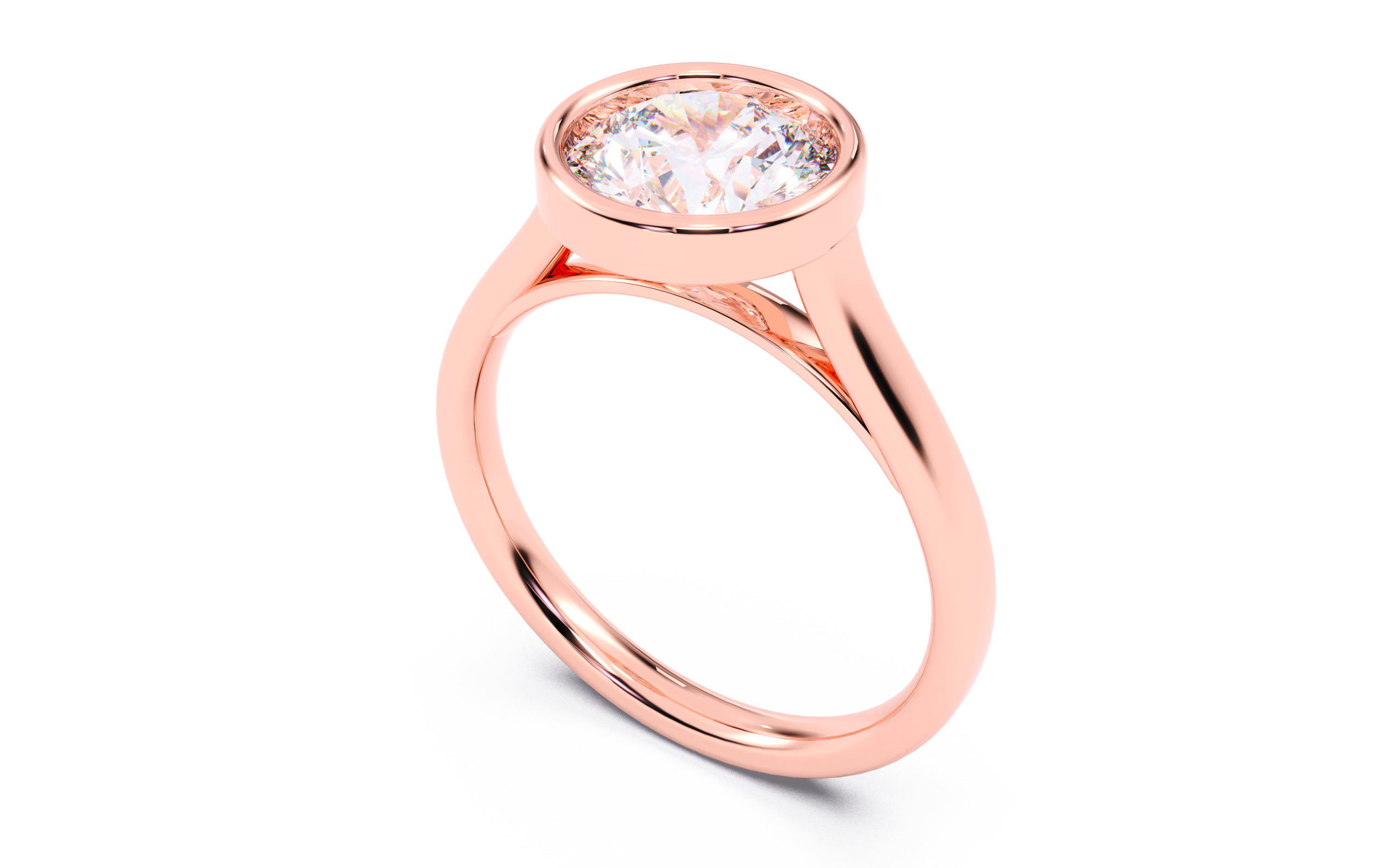 Round Diamond Bezel Setting Solitaire Diamond Ring 3D print model_19