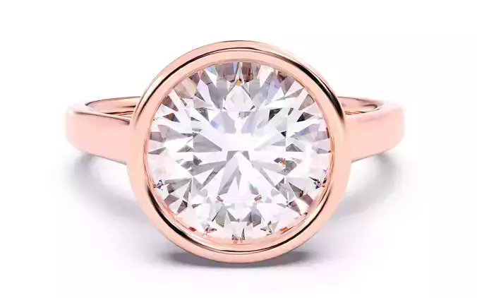 Round Diamond Bezel Setting Solitaire Diamond Ring 3D print model