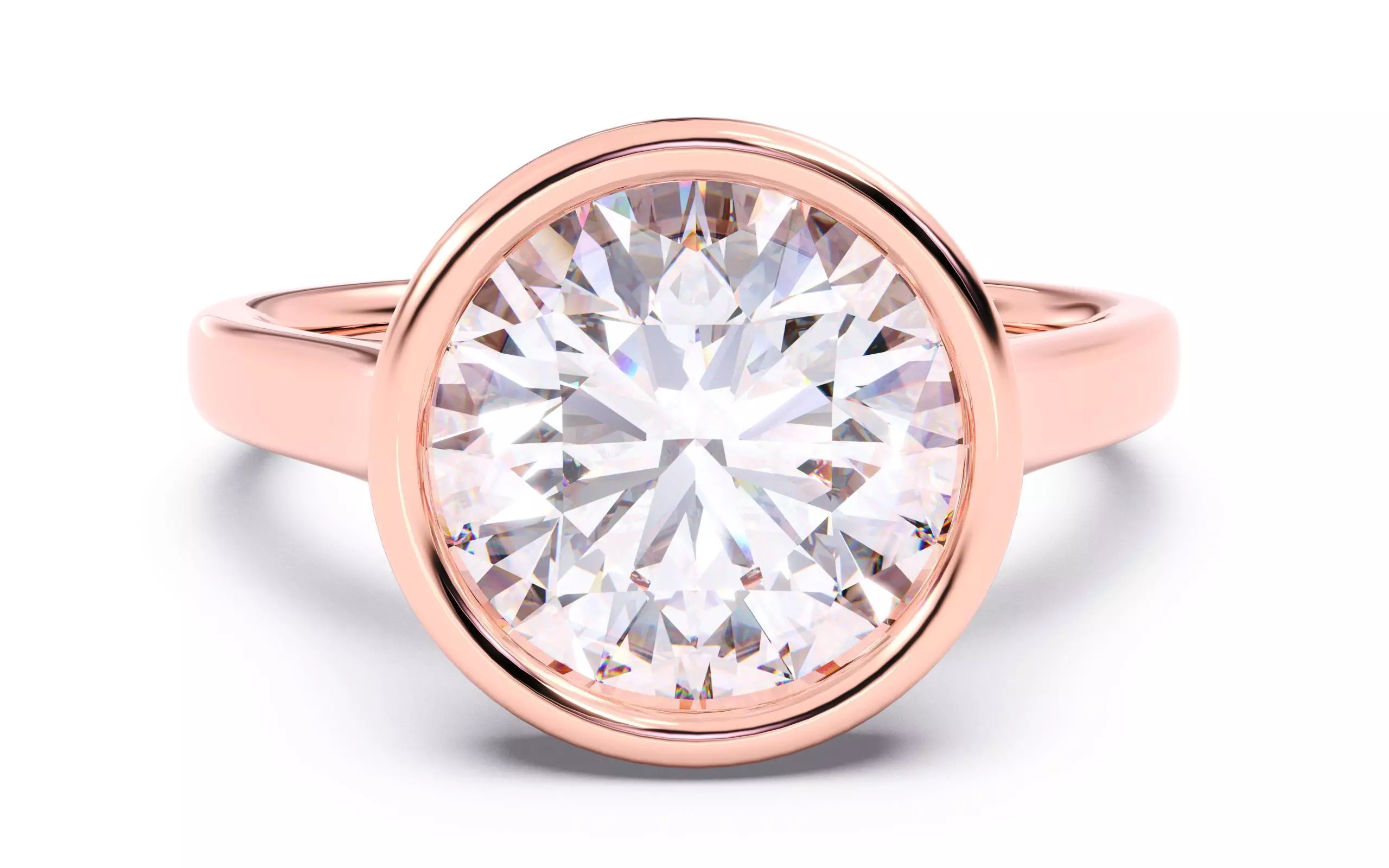 Round Diamond Bezel Setting Solitaire Diamond Ring 3D print model_0