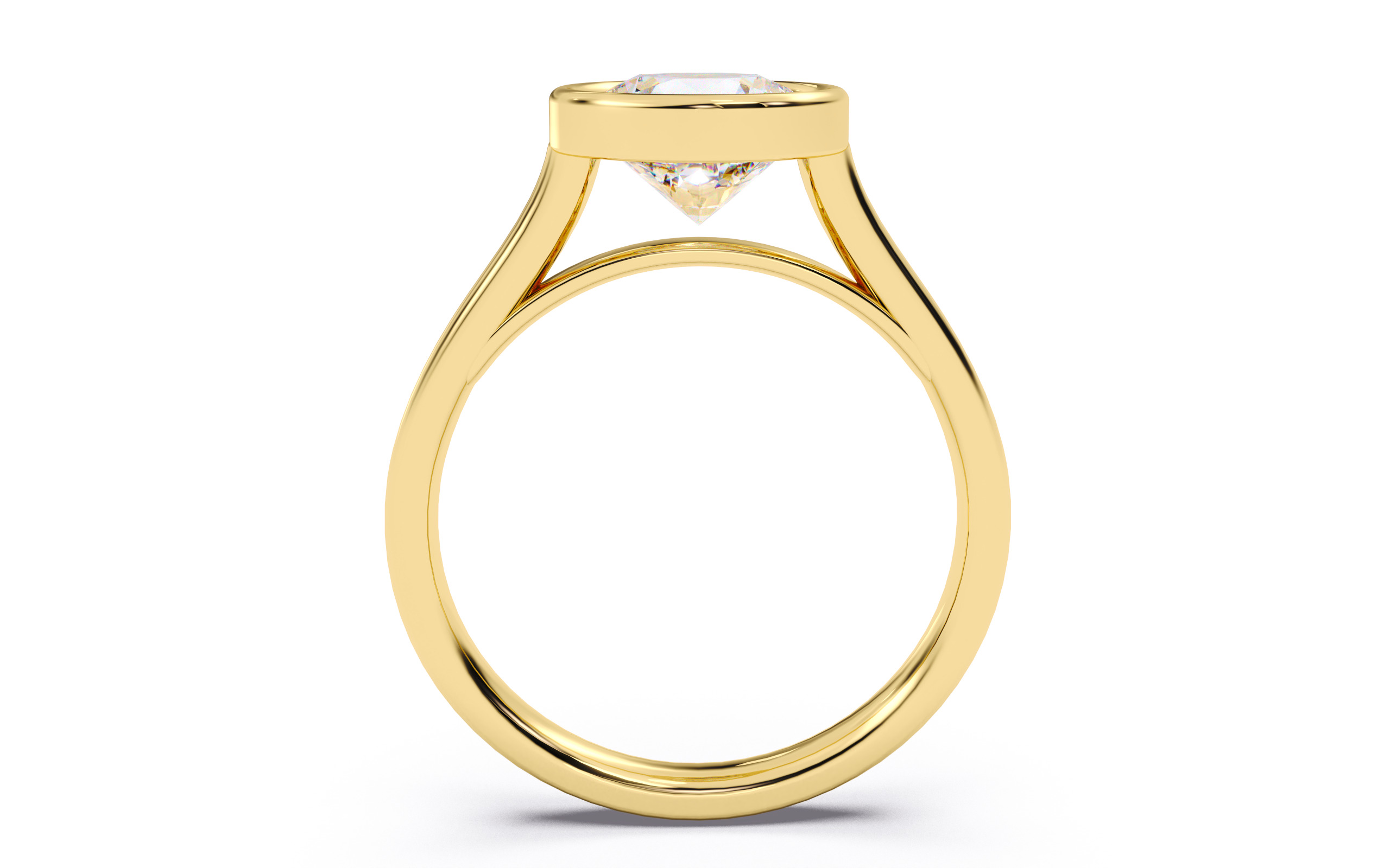 Round Diamond Bezel Setting Solitaire Diamond Ring 3D print model_17