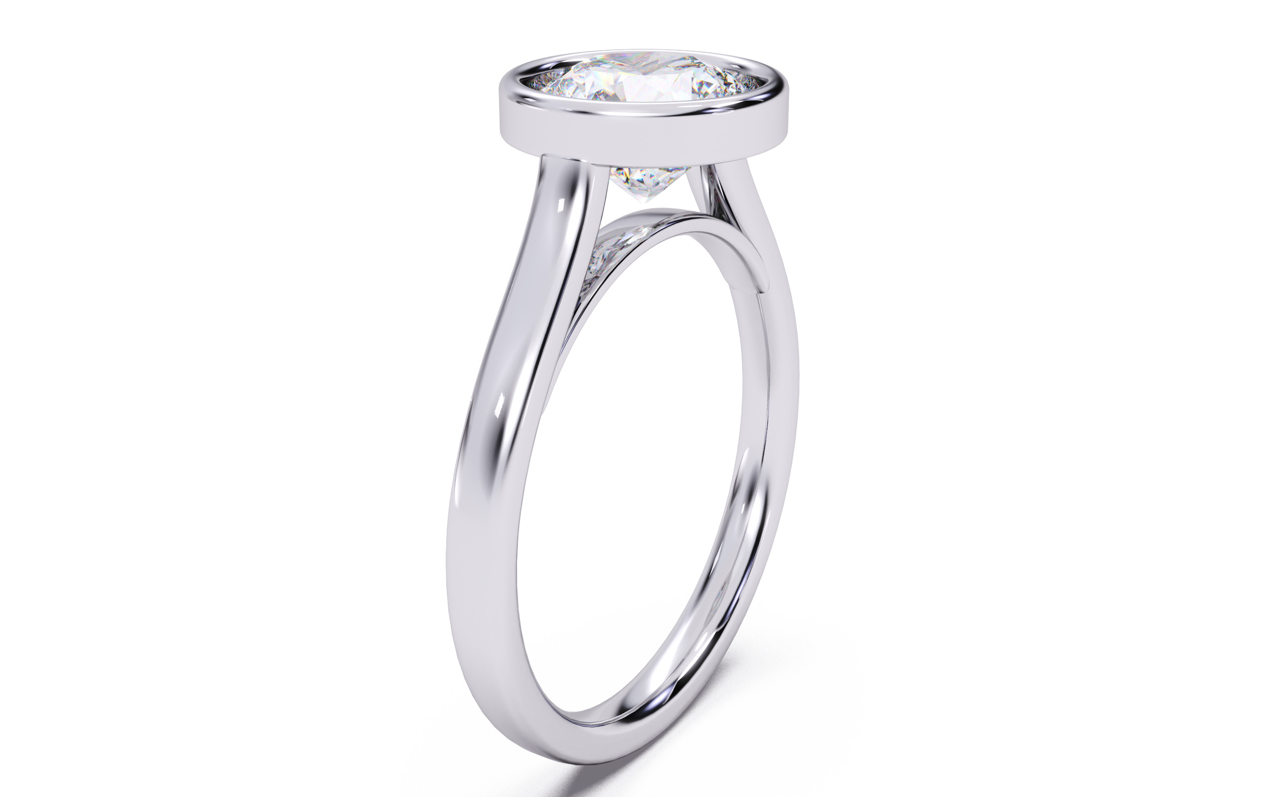 Round Diamond Bezel Setting Solitaire Diamond Ring 3D print model_9