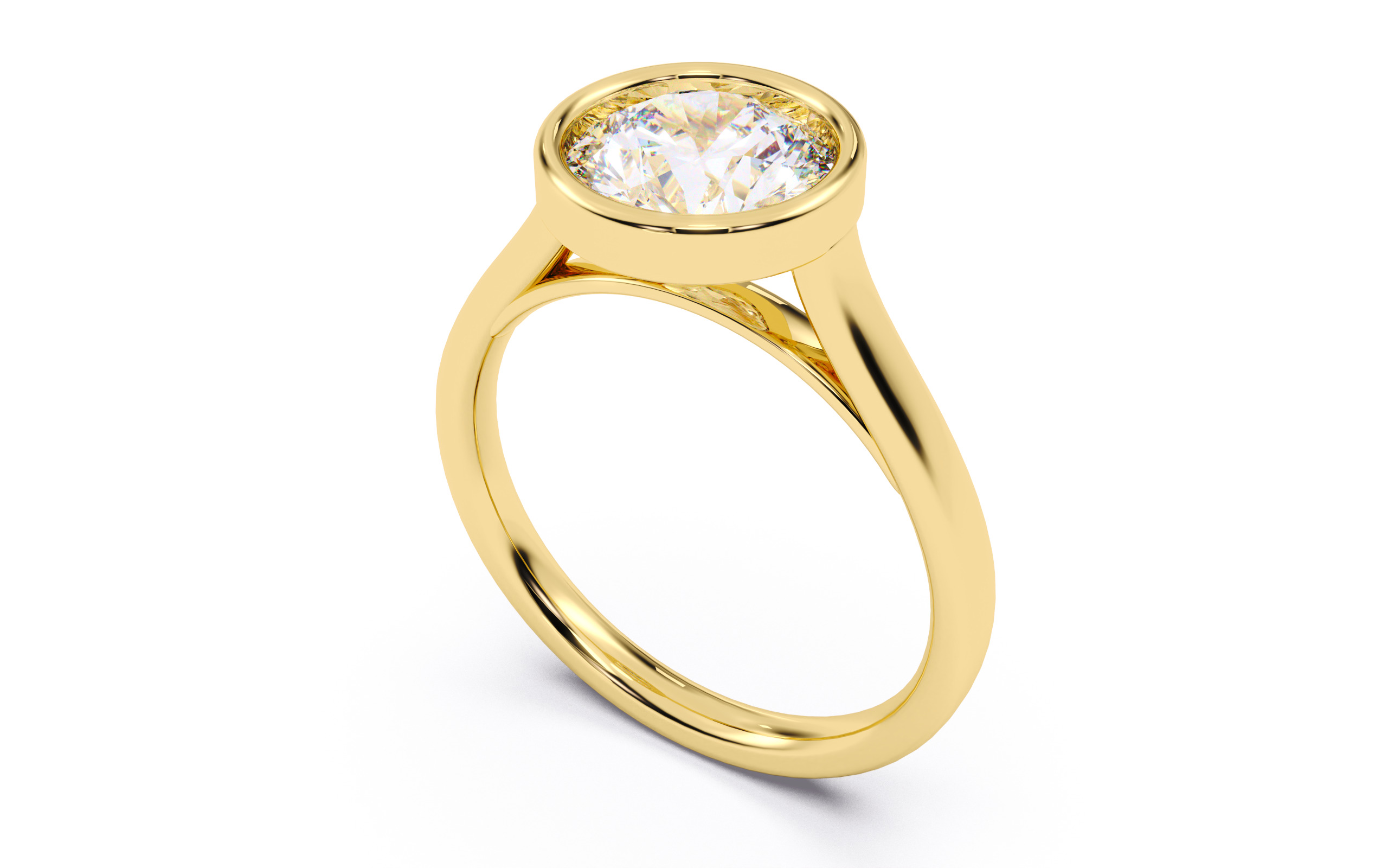 Round Diamond Bezel Setting Solitaire Diamond Ring 3D print model_20