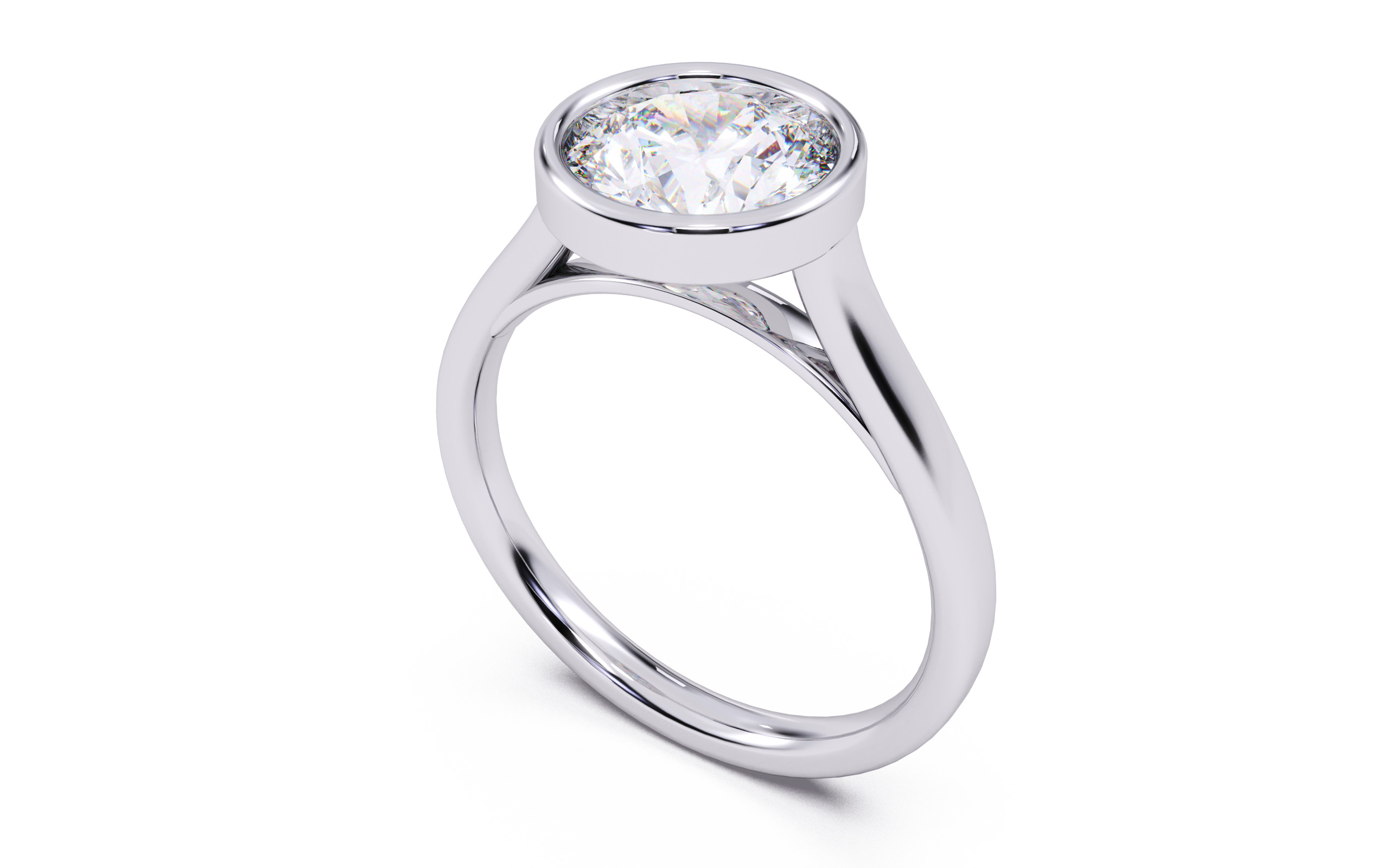 Round Diamond Bezel Setting Solitaire Diamond Ring 3D print model_23