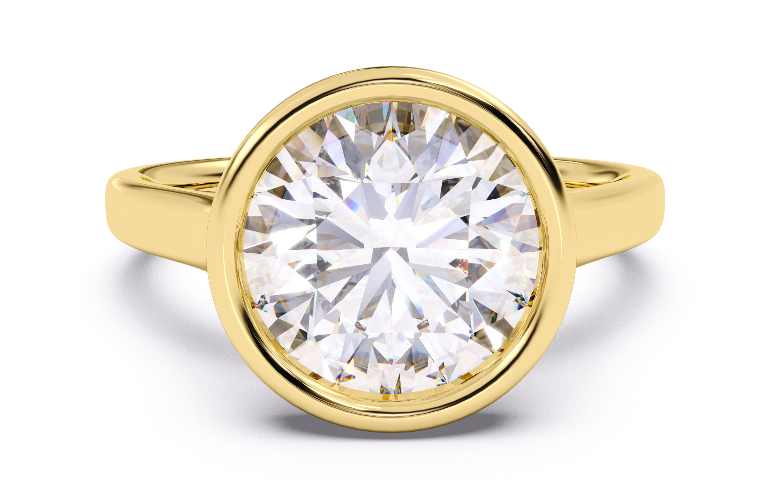 Round Diamond Bezel Setting Solitaire Diamond Ring 3D print model_1