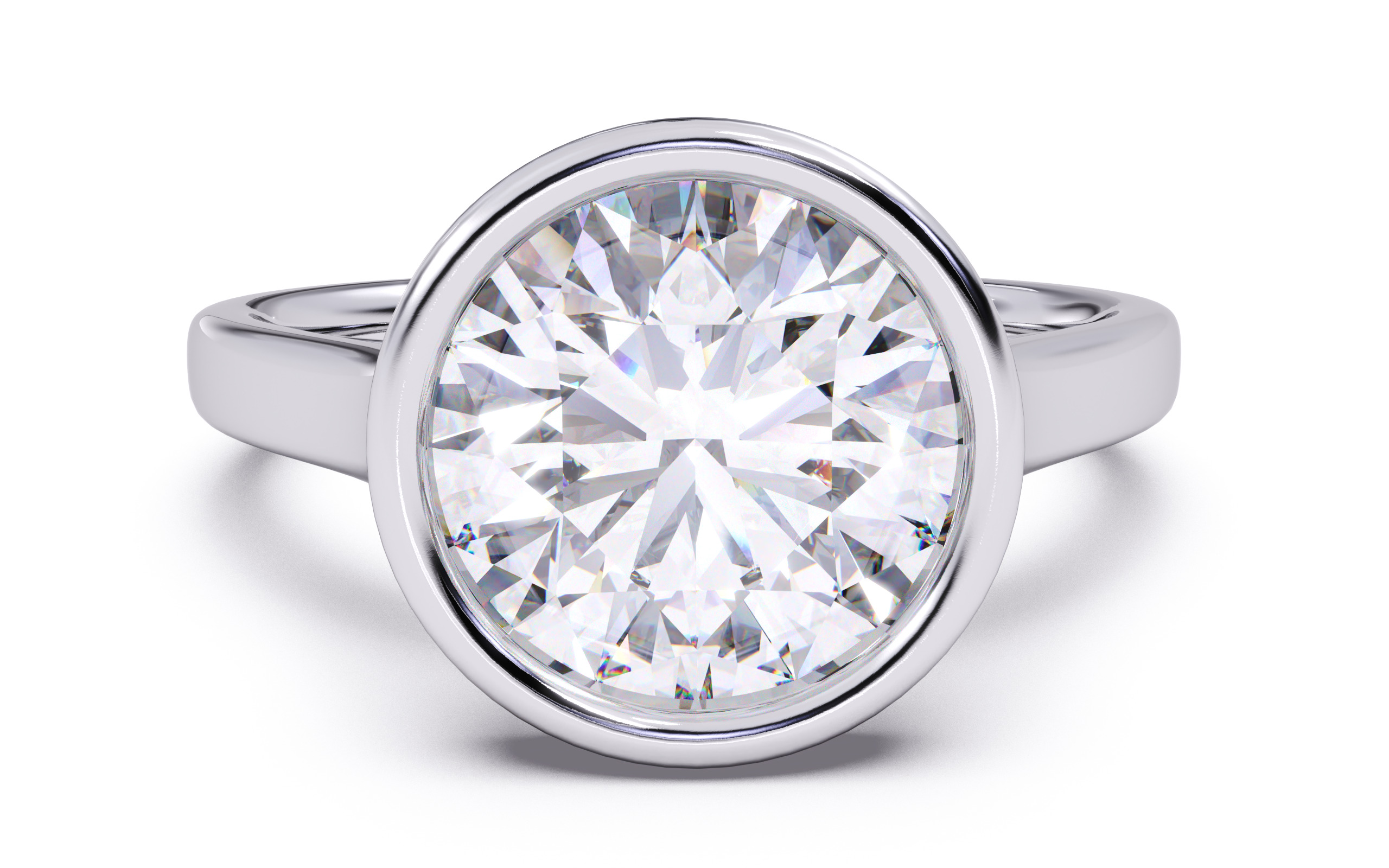 Round Diamond Bezel Setting Solitaire Diamond Ring 3D print model_2