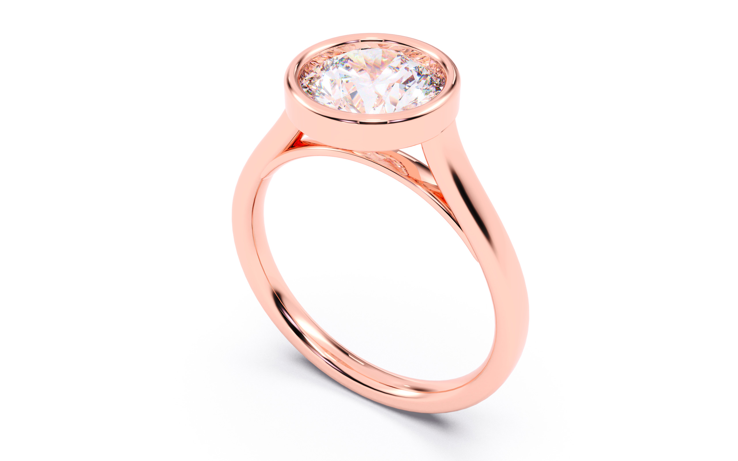 Round Diamond Bezel Setting Solitaire Diamond Ring 3D print model_18