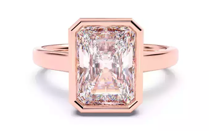 Radiant Diamond Bezel Setting Solitaire Diamond Ring 3D print model