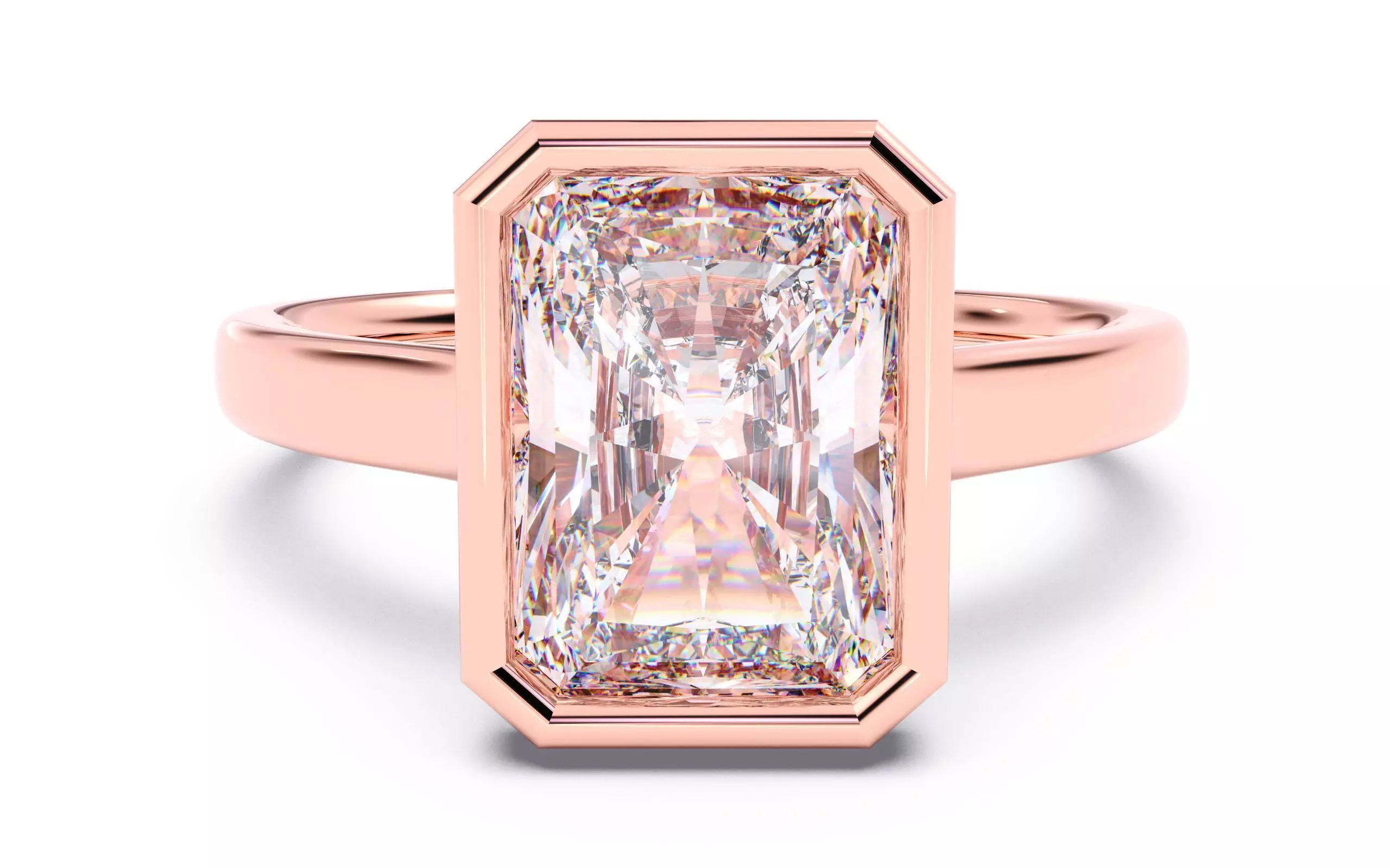 Radiant Diamond Bezel Setting Solitaire Diamond Ring 3D print model