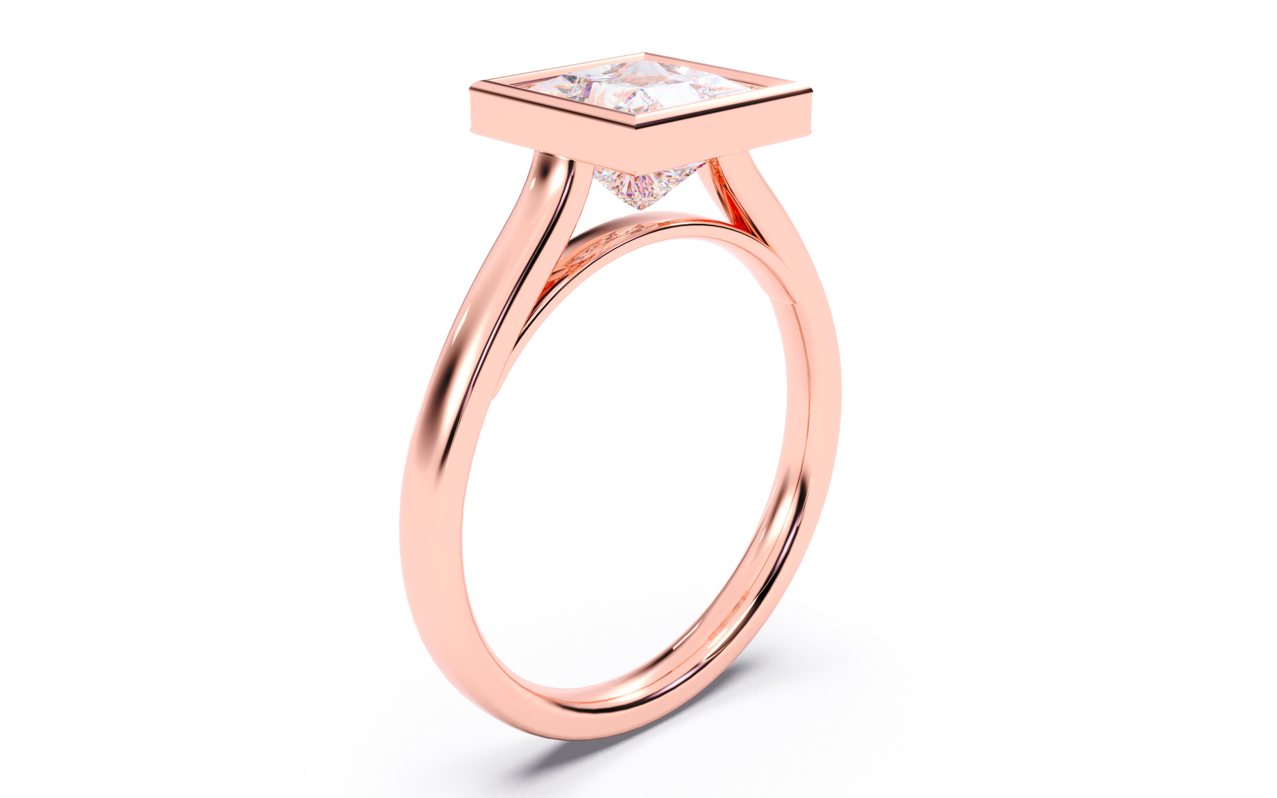 Princess Diamond Bezel Setting Solitaire Diamond Ring 3D print model_18