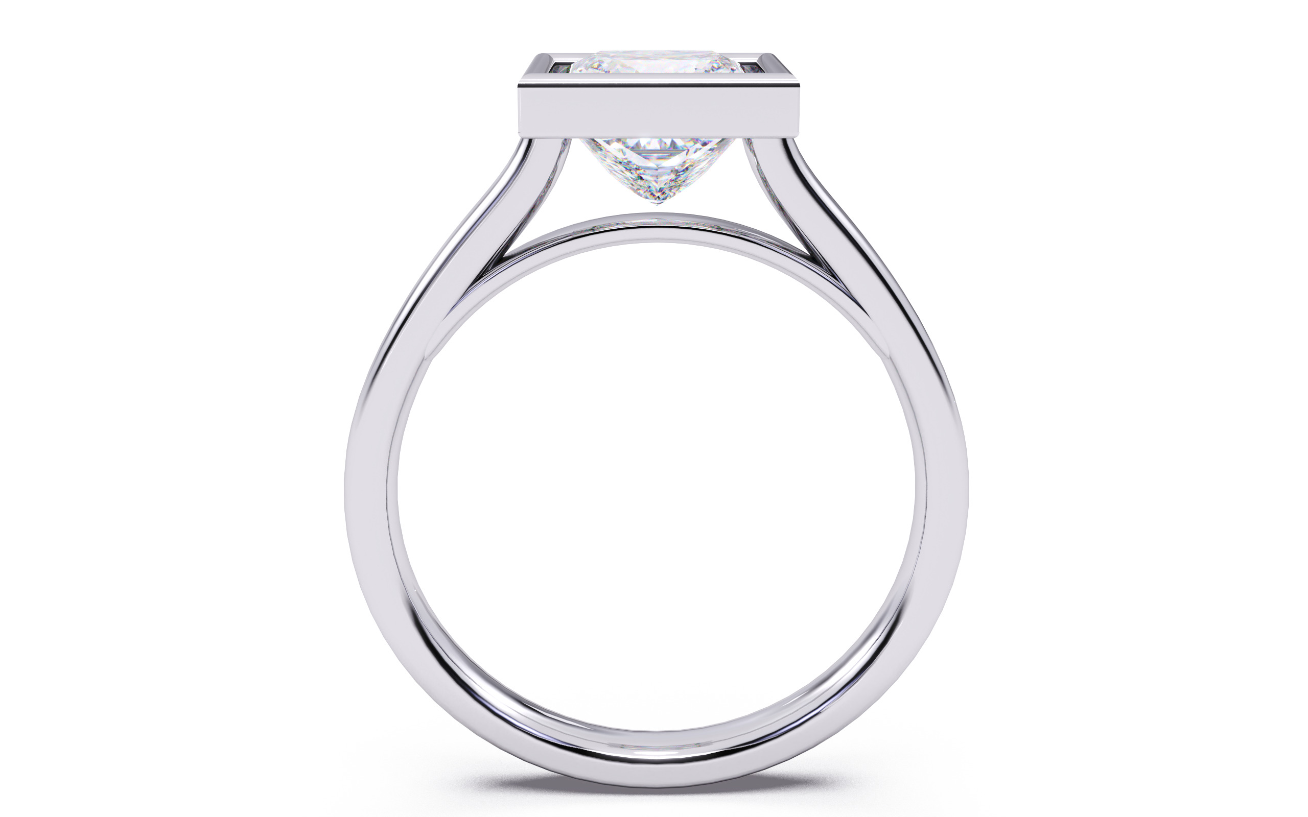Princess Diamond Bezel Setting Solitaire Diamond Ring 3D print model_23