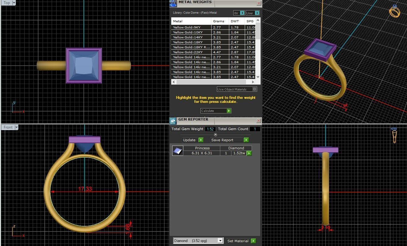 Princess Diamond Bezel Setting Solitaire Diamond Ring 3D print model_25