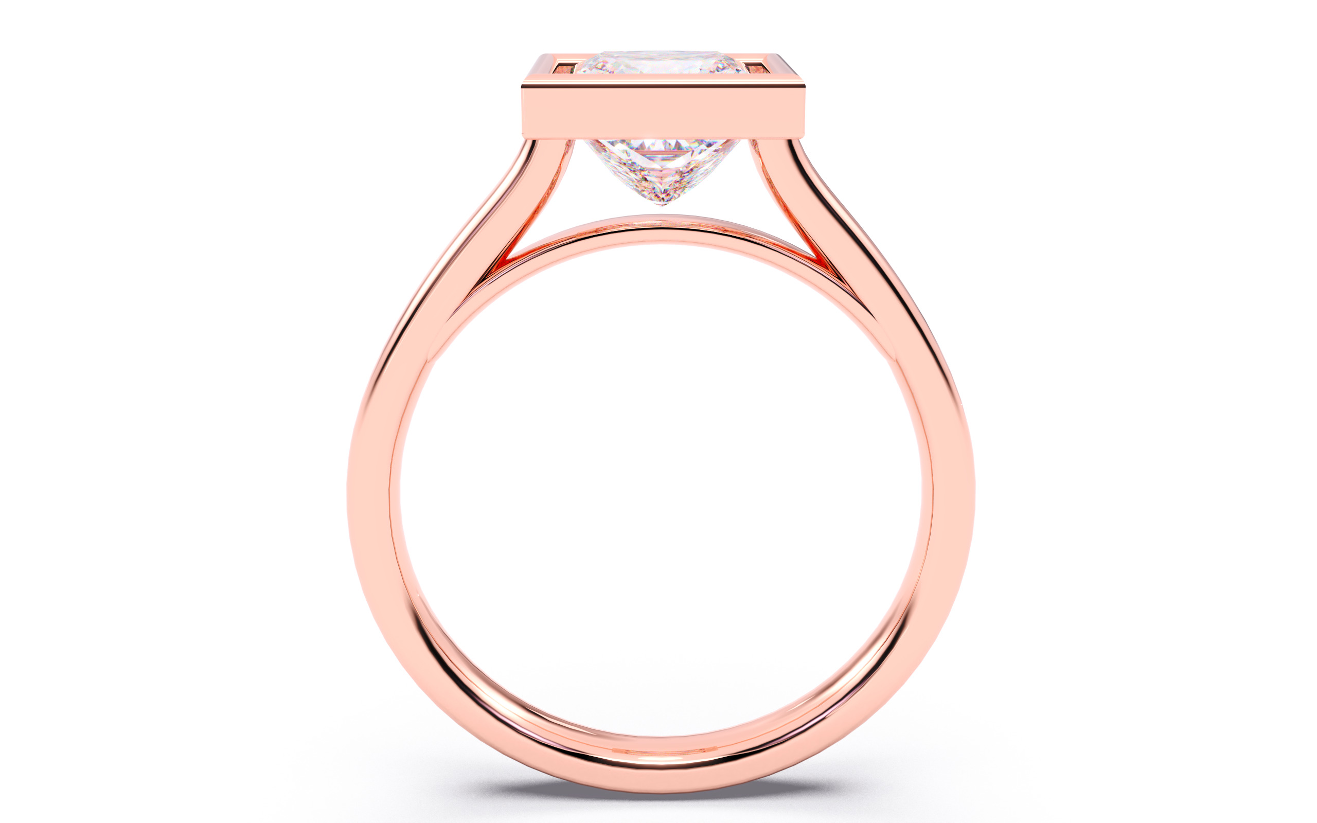 Princess Diamond Bezel Setting Solitaire Diamond Ring 3D print model_24