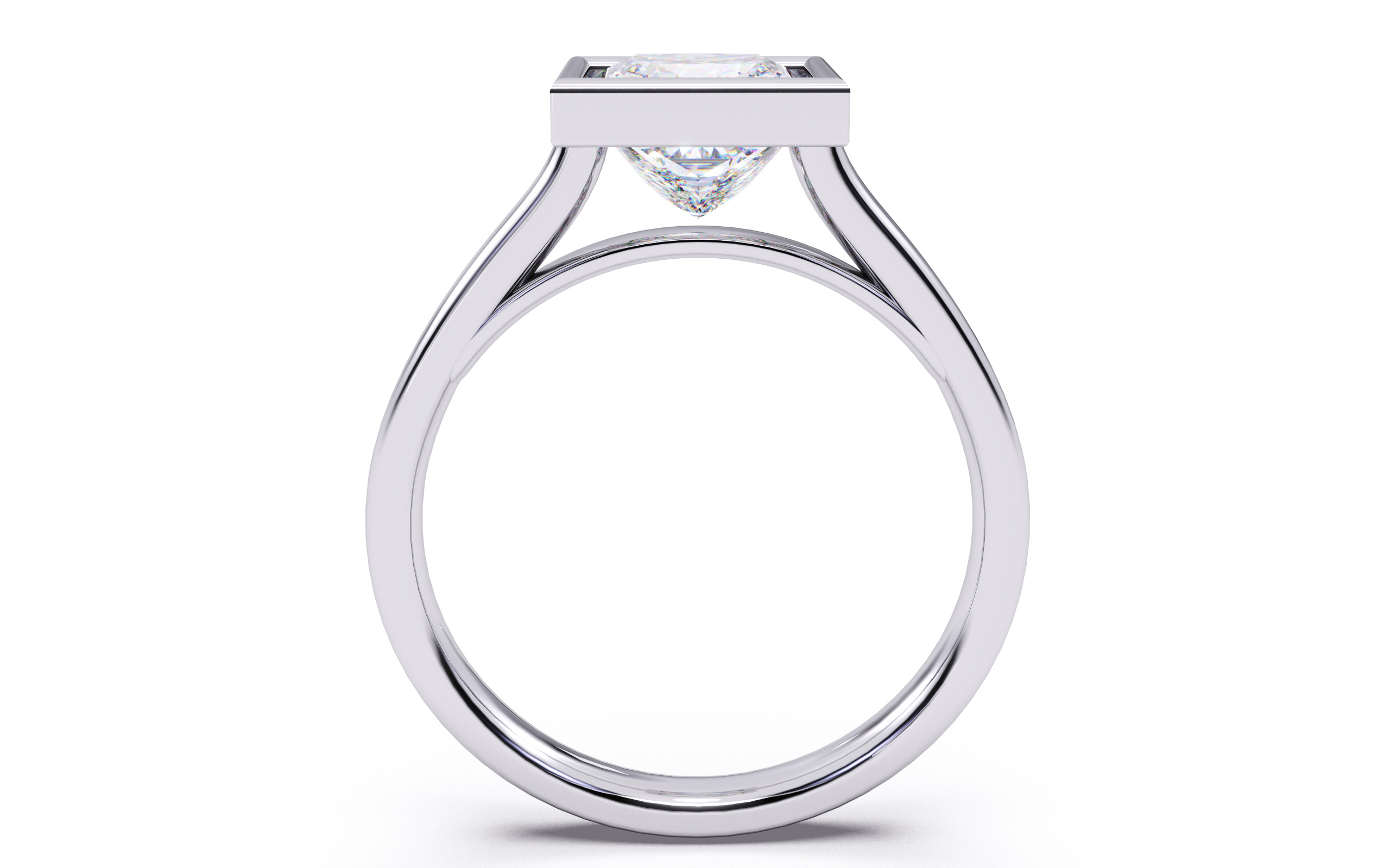 Princess Diamond Bezel Setting Solitaire Diamond Ring 3D print model_22