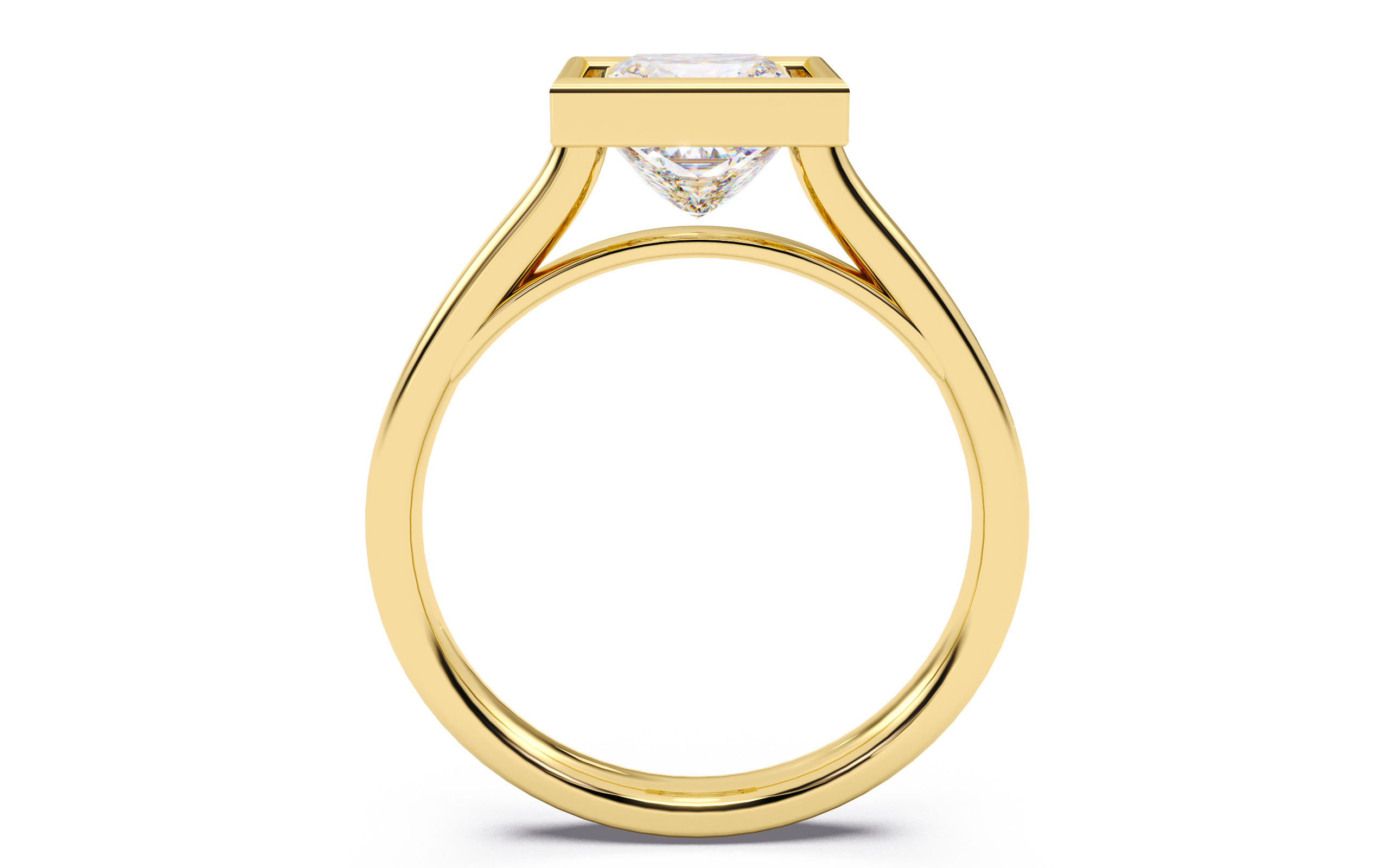 Princess Diamond Bezel Setting Solitaire Diamond Ring 3D print model_7