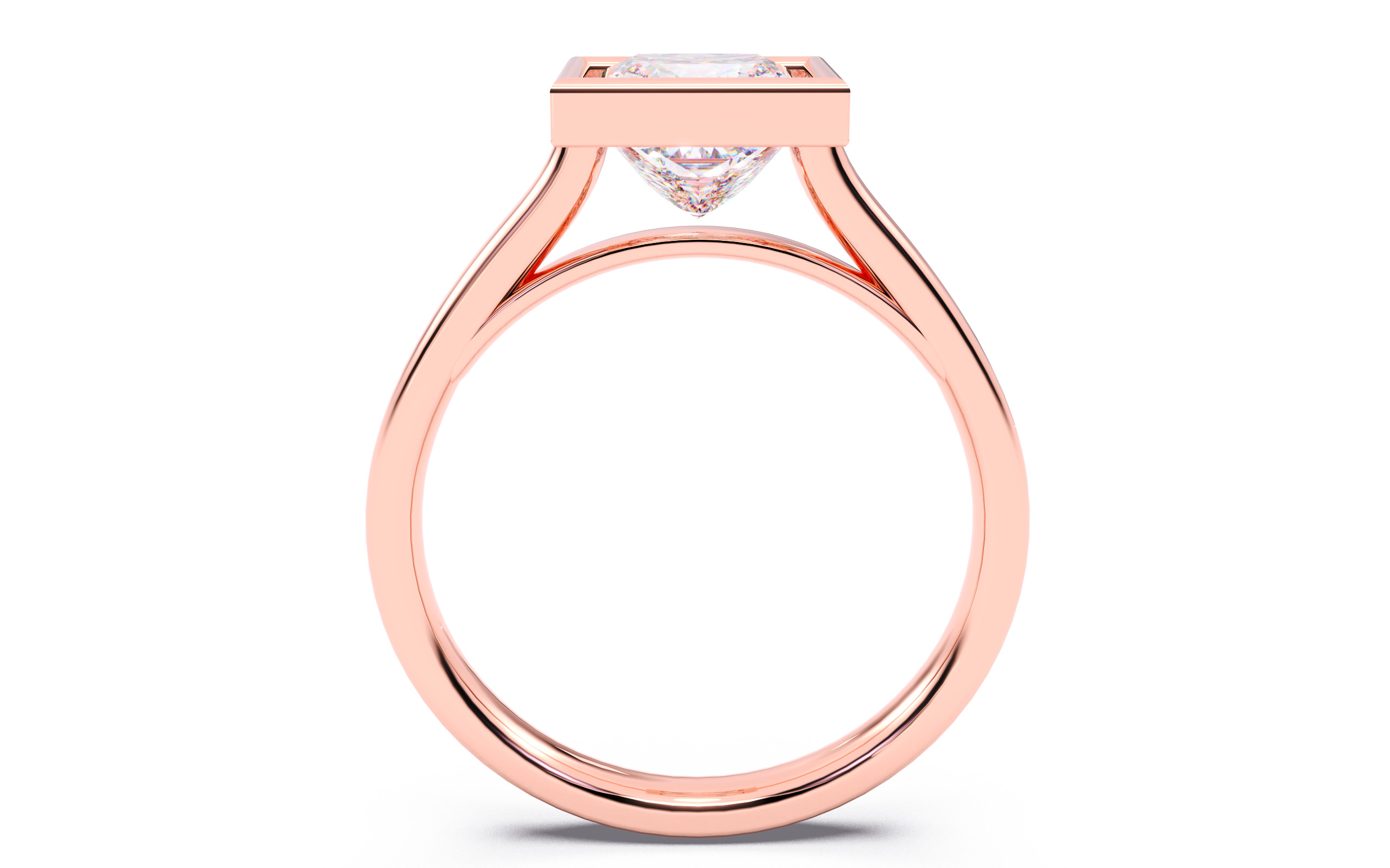 Princess Diamond Bezel Setting Solitaire Diamond Ring 3D print model_5