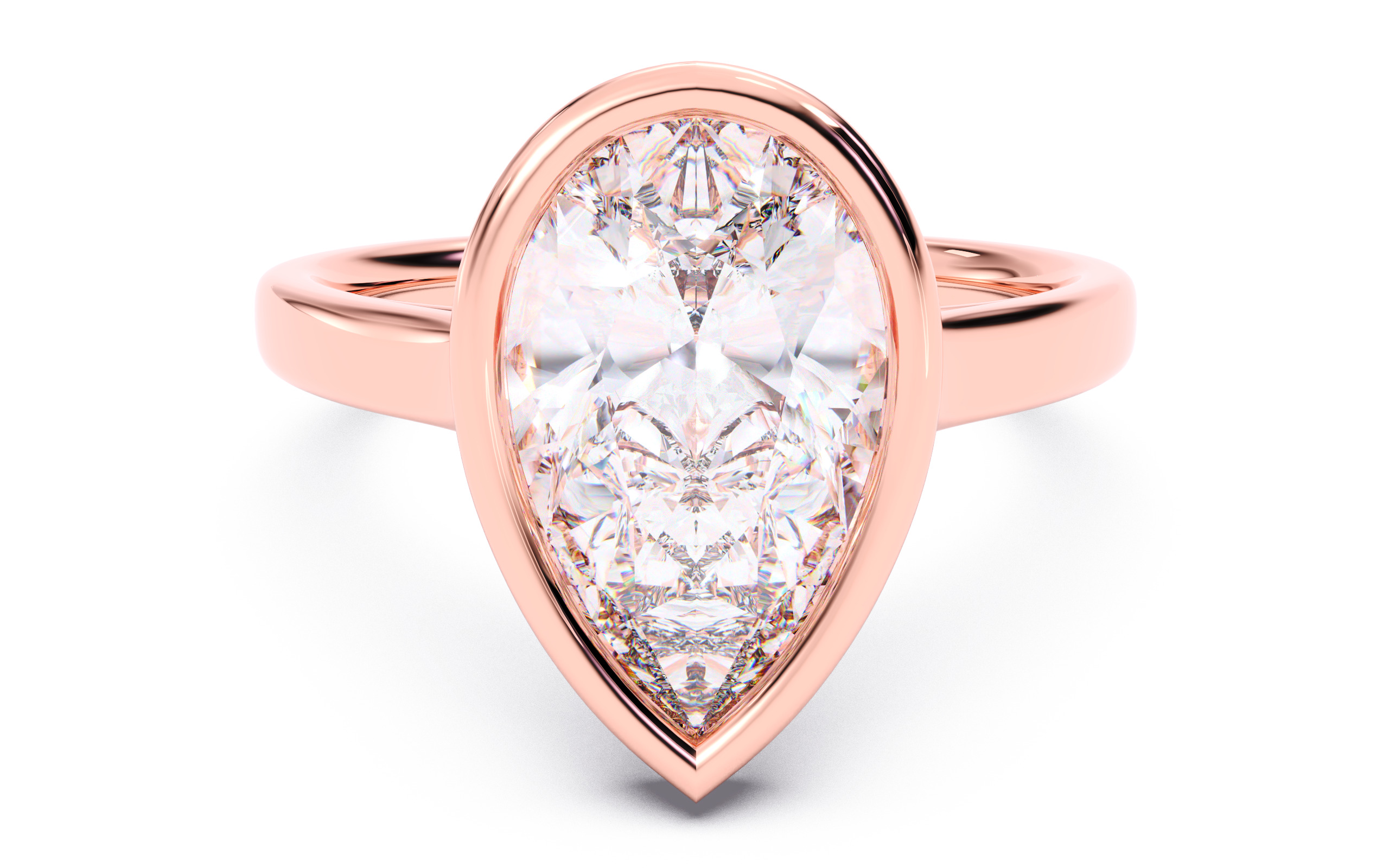Pear Diamond Bezel Setting Solitaire Diamond Ring 3D print model_15