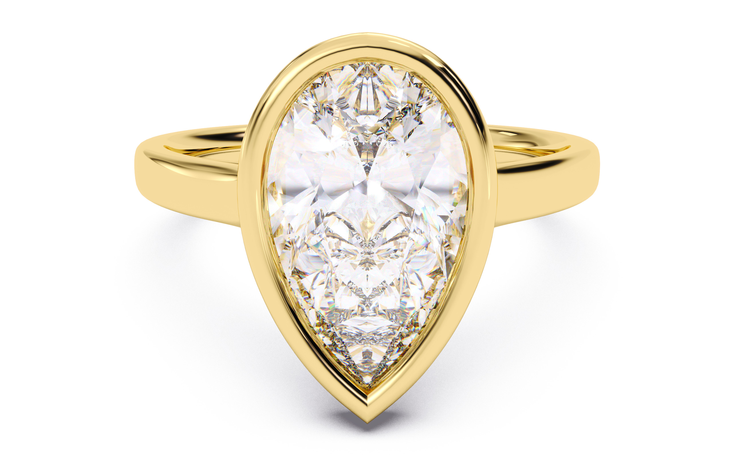 Pear Diamond Bezel Setting Solitaire Diamond Ring 3D print model_10