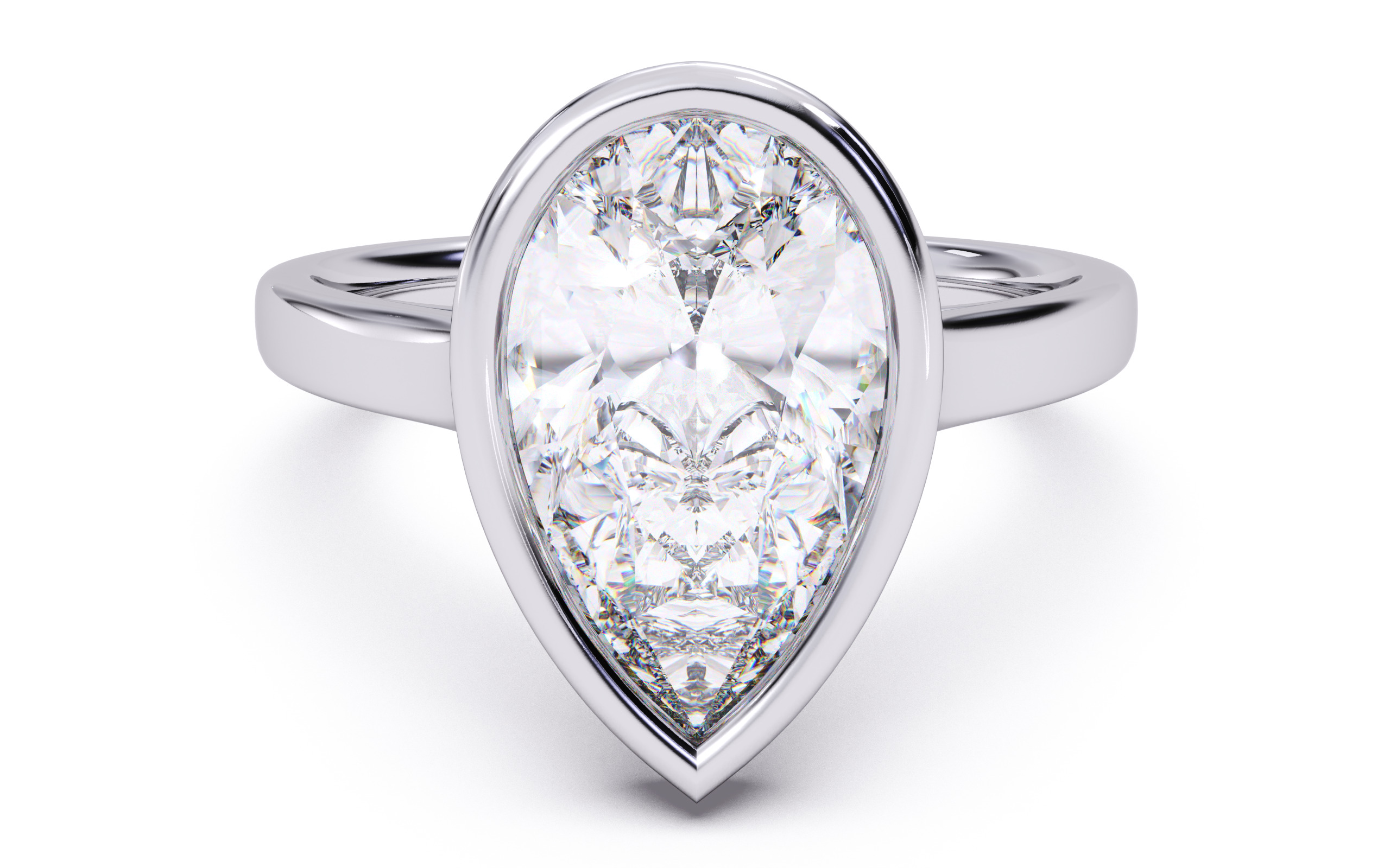 Pear Diamond Bezel Setting Solitaire Diamond Ring 3D print model_2
