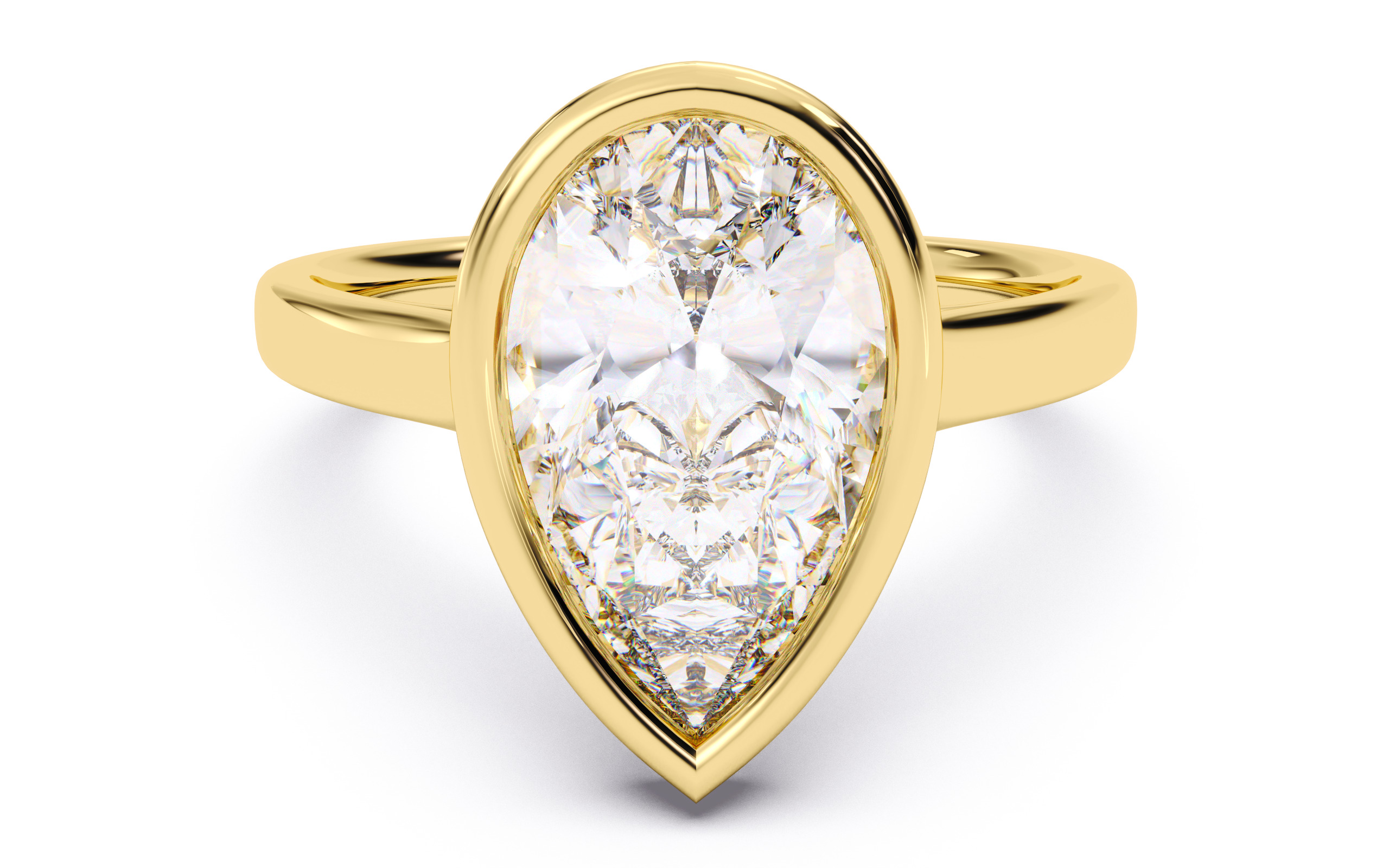 Pear Diamond Bezel Setting Solitaire Diamond Ring 3D print model_1