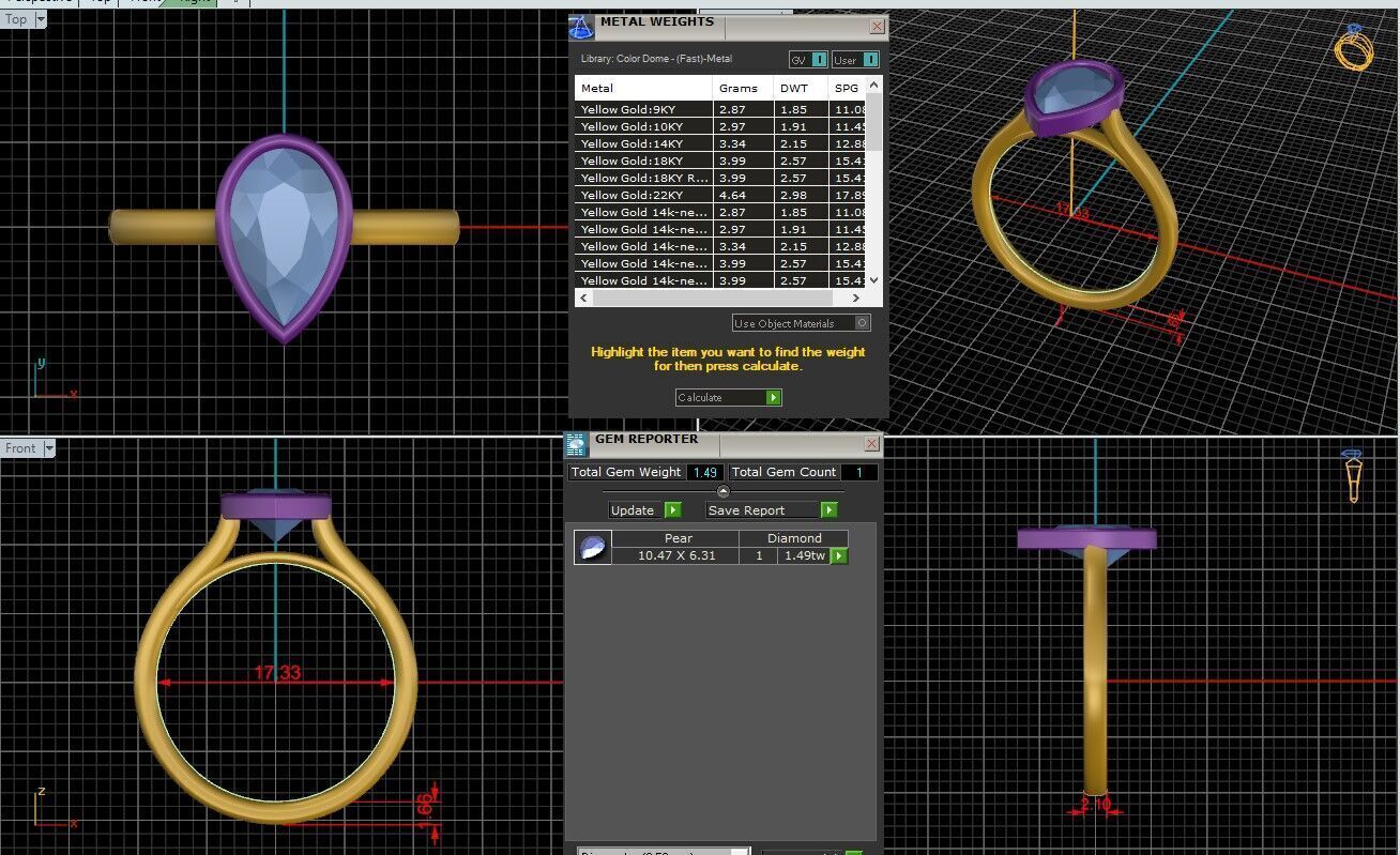 Pear Diamond Bezel Setting Solitaire Diamond Ring 3D print model_25