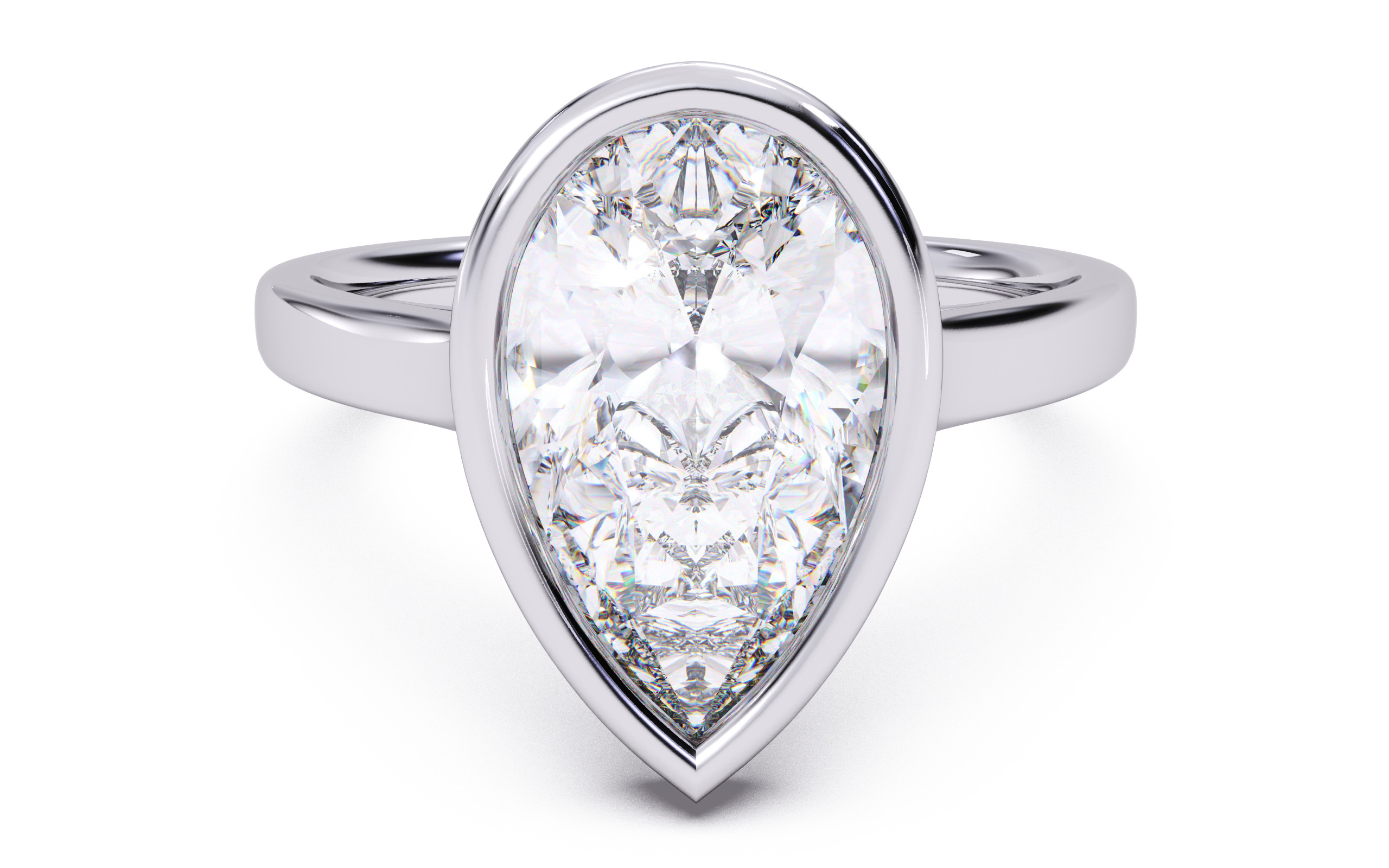 Pear Diamond Bezel Setting Solitaire Diamond Ring 3D print model_21