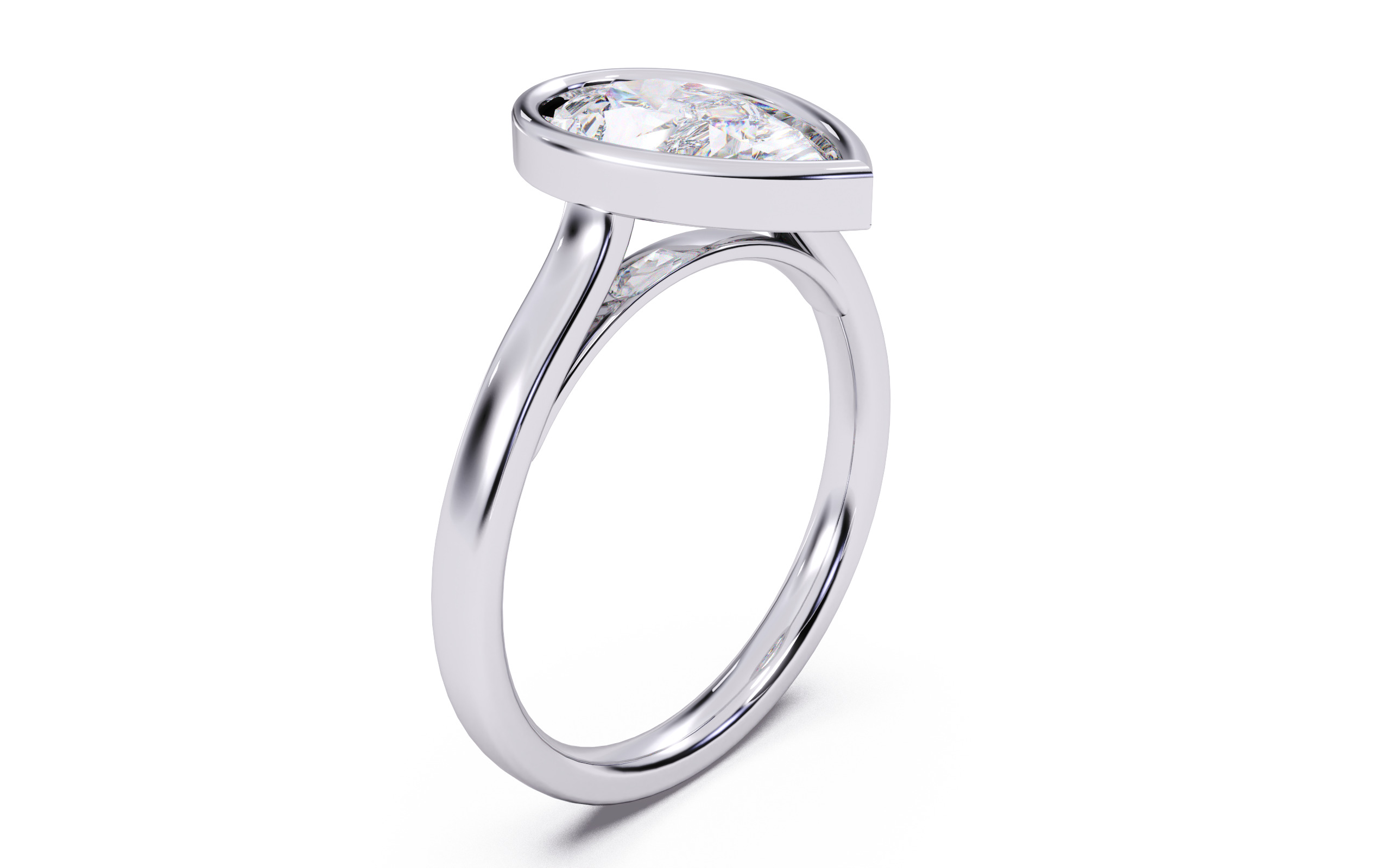 Pear Diamond Bezel Setting Solitaire Diamond Ring 3D print model_16
