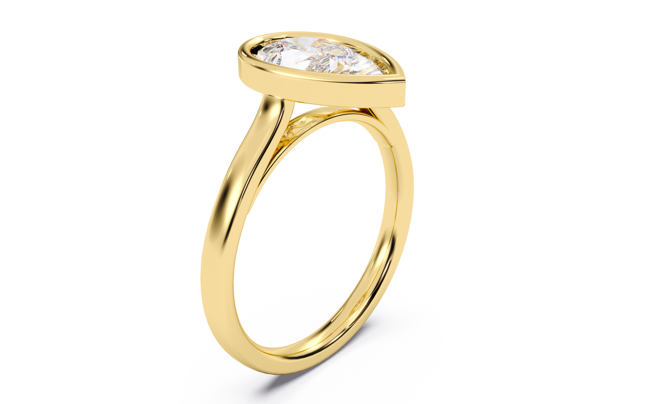Pear Diamond Bezel Setting Solitaire Diamond Ring 3D print model_20