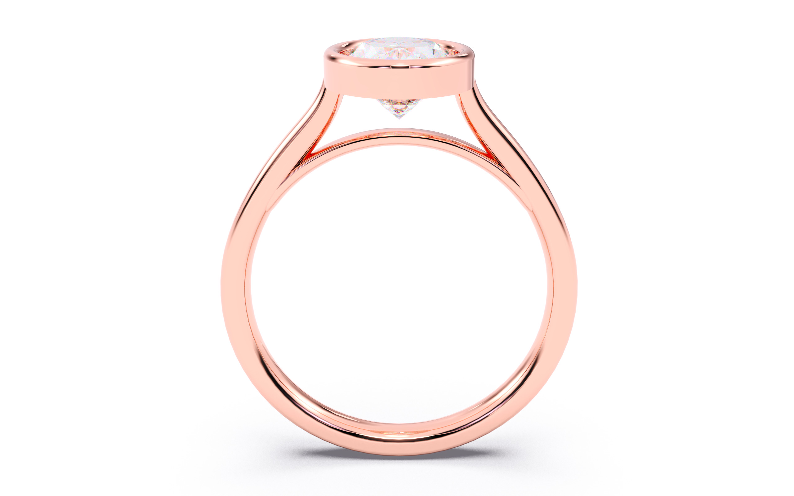 Oval Diamond Bezel Setting Solitaire Diamond Ring 3D print model_6