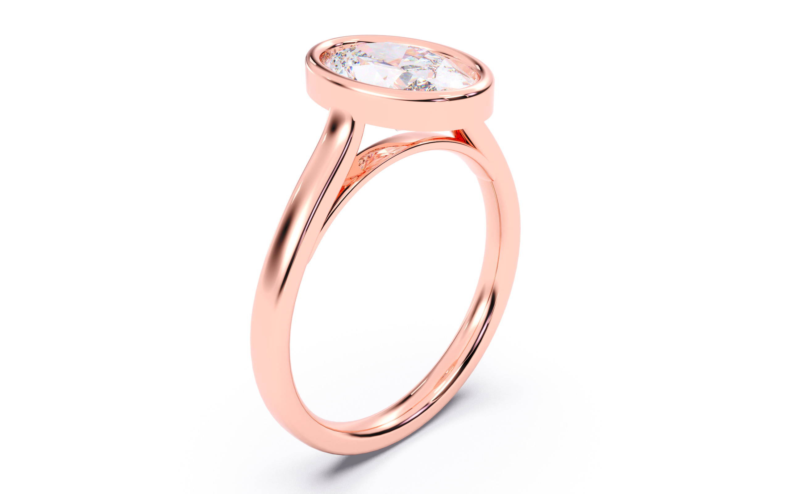 Oval Diamond Bezel Setting Solitaire Diamond Ring 3D print model_18