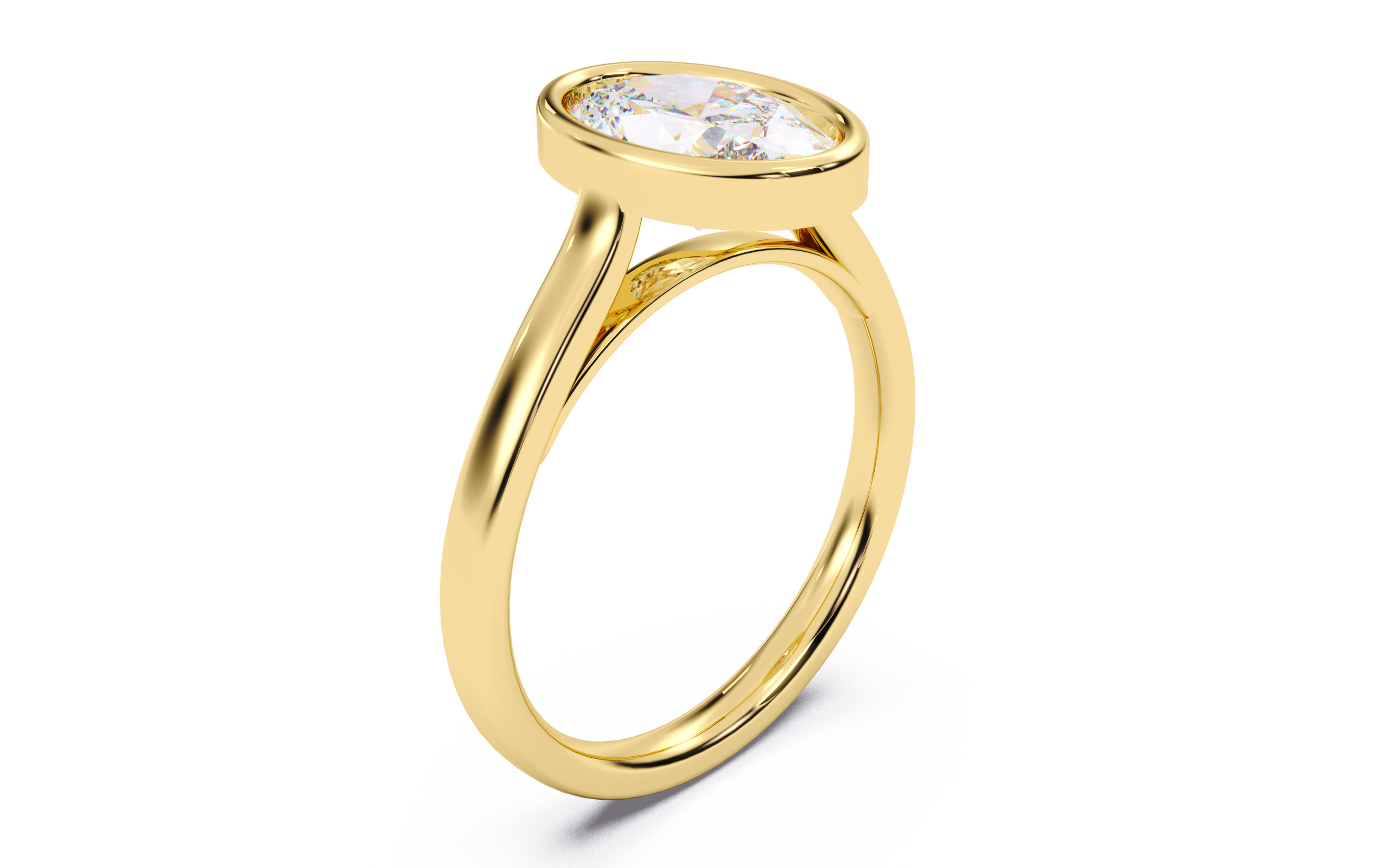 Oval Diamond Bezel Setting Solitaire Diamond Ring 3D print model_17