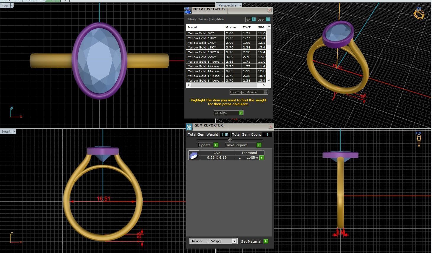 Oval Diamond Bezel Setting Solitaire Diamond Ring 3D print model_3