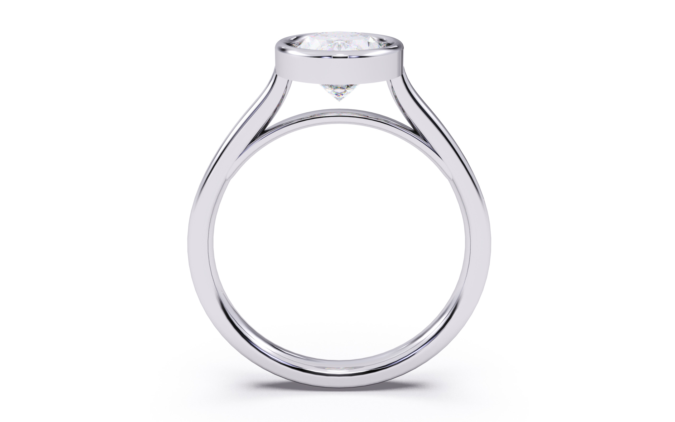 Oval Diamond Bezel Setting Solitaire Diamond Ring 3D print model_24