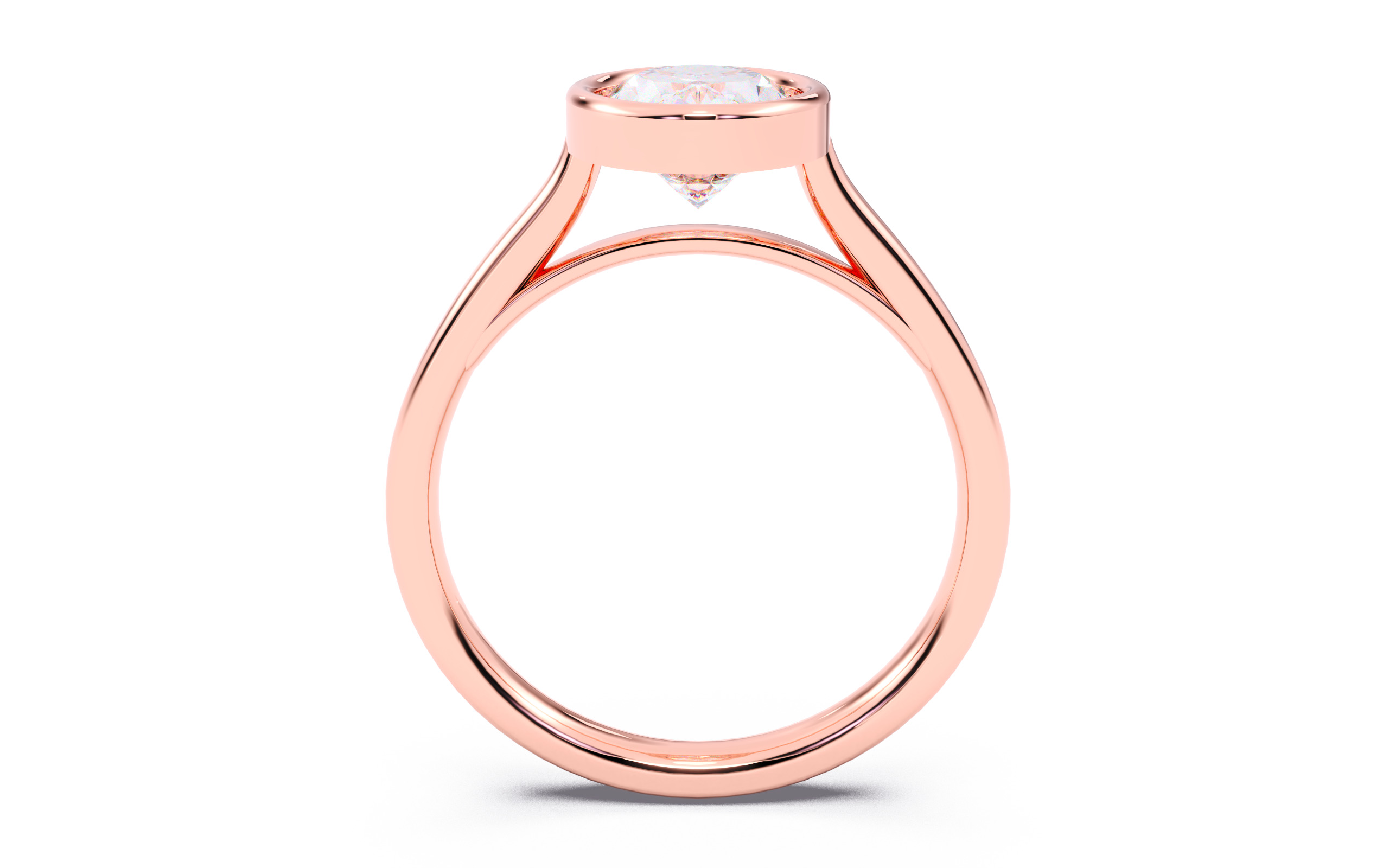 Oval Diamond Bezel Setting Solitaire Diamond Ring 3D print model_7