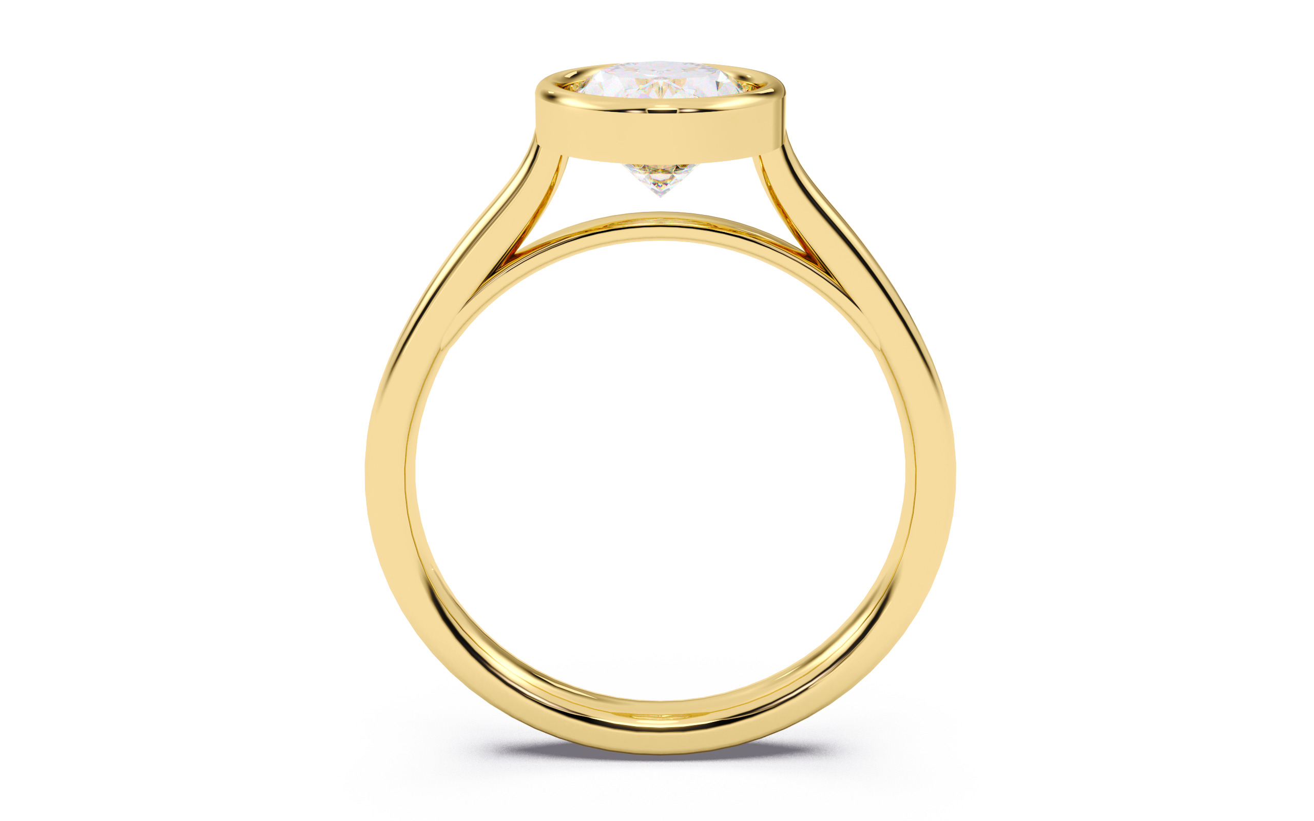 Oval Diamond Bezel Setting Solitaire Diamond Ring 3D print model_23