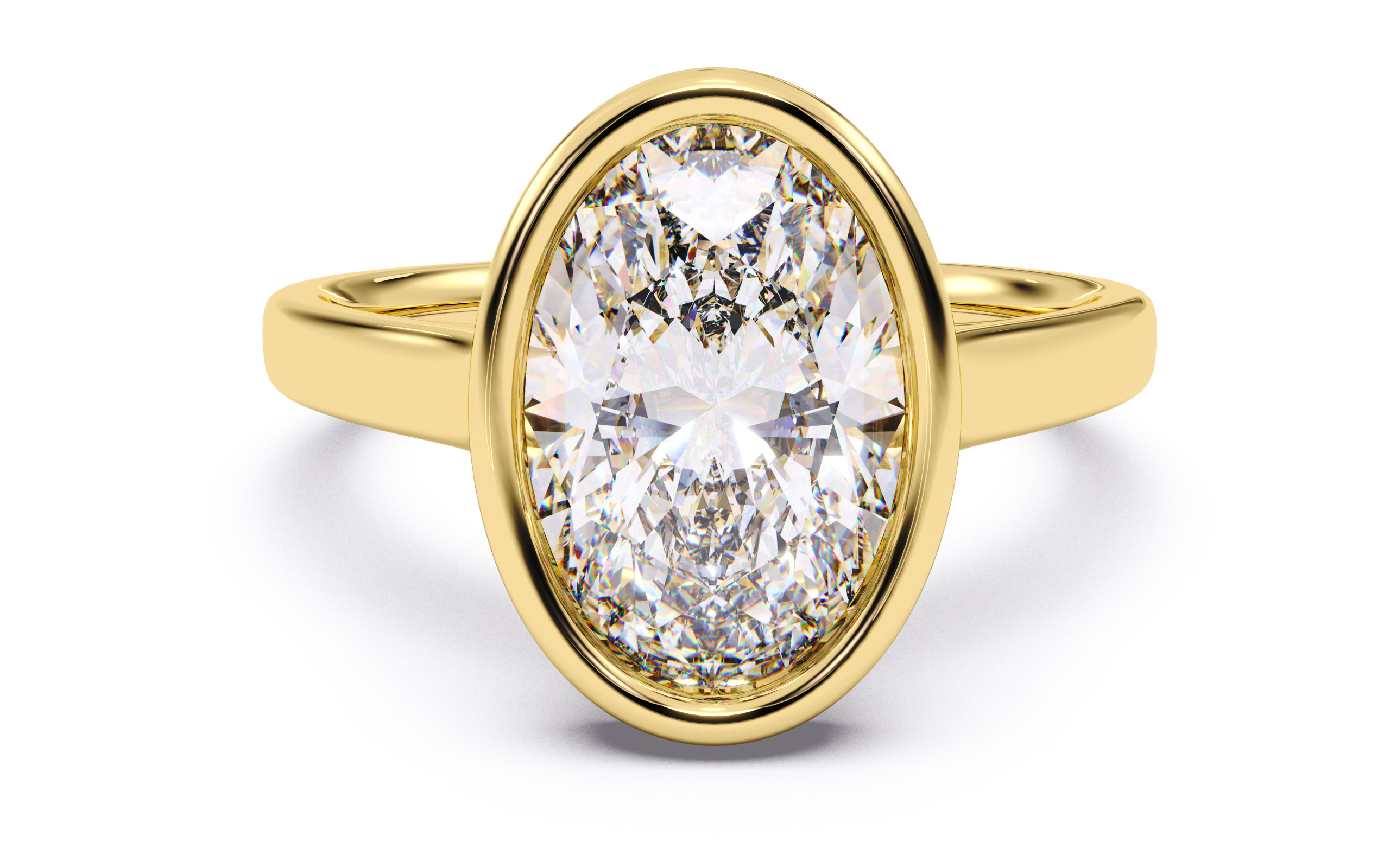 Oval Diamond Bezel Setting Solitaire Diamond Ring 3D print model_1