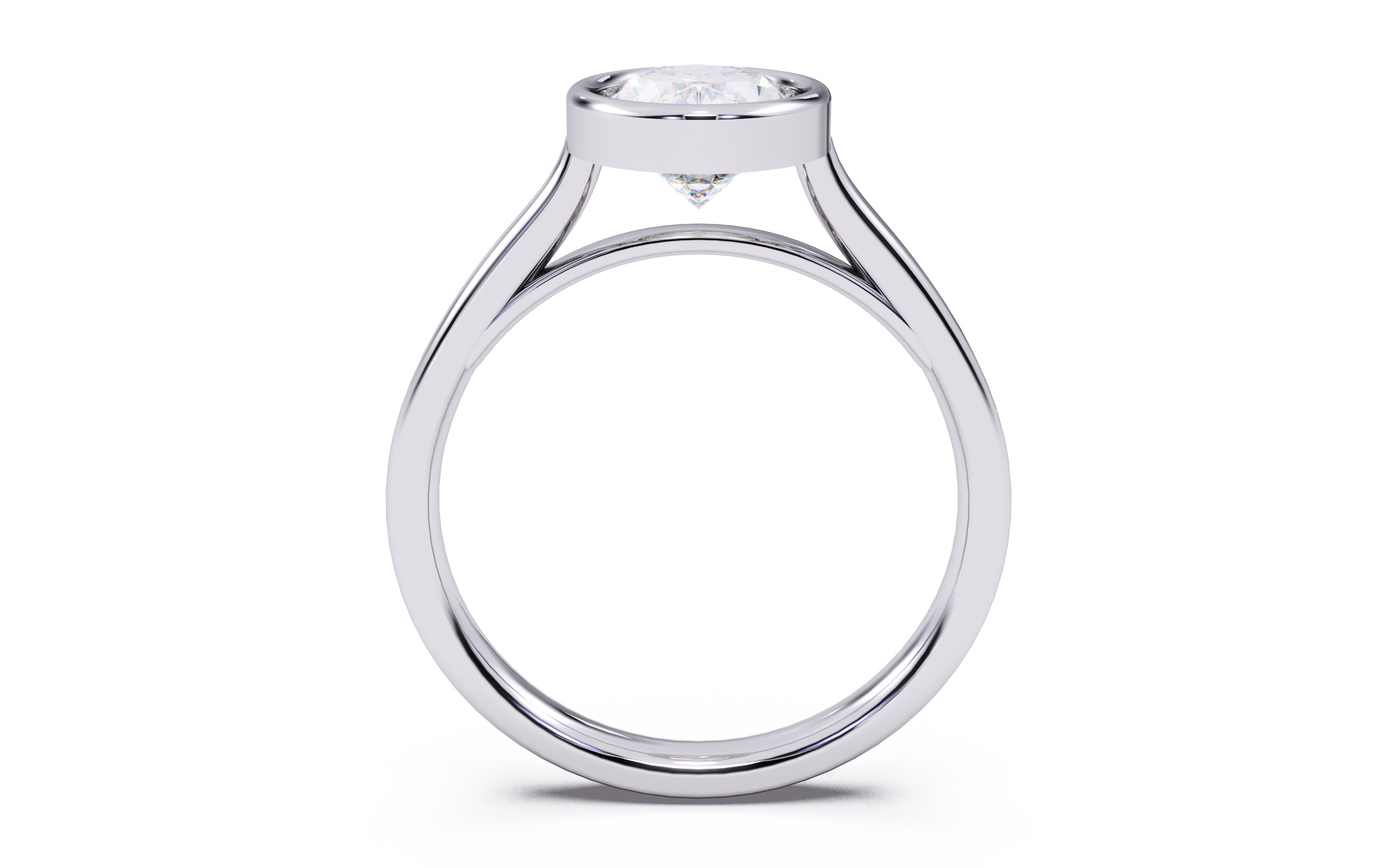 Oval Diamond Bezel Setting Solitaire Diamond Ring 3D print model_4