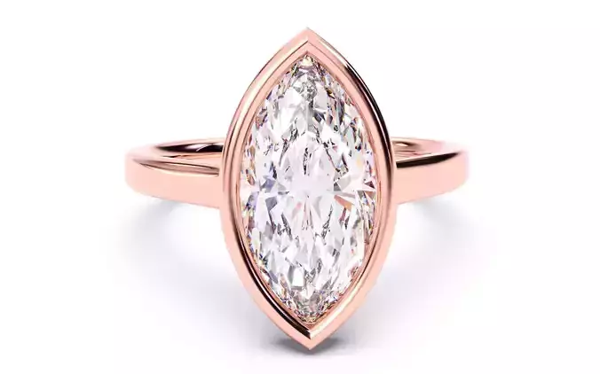 Marquise Diamond Bezel Setting Solitaire Diamond Ring 3D print model