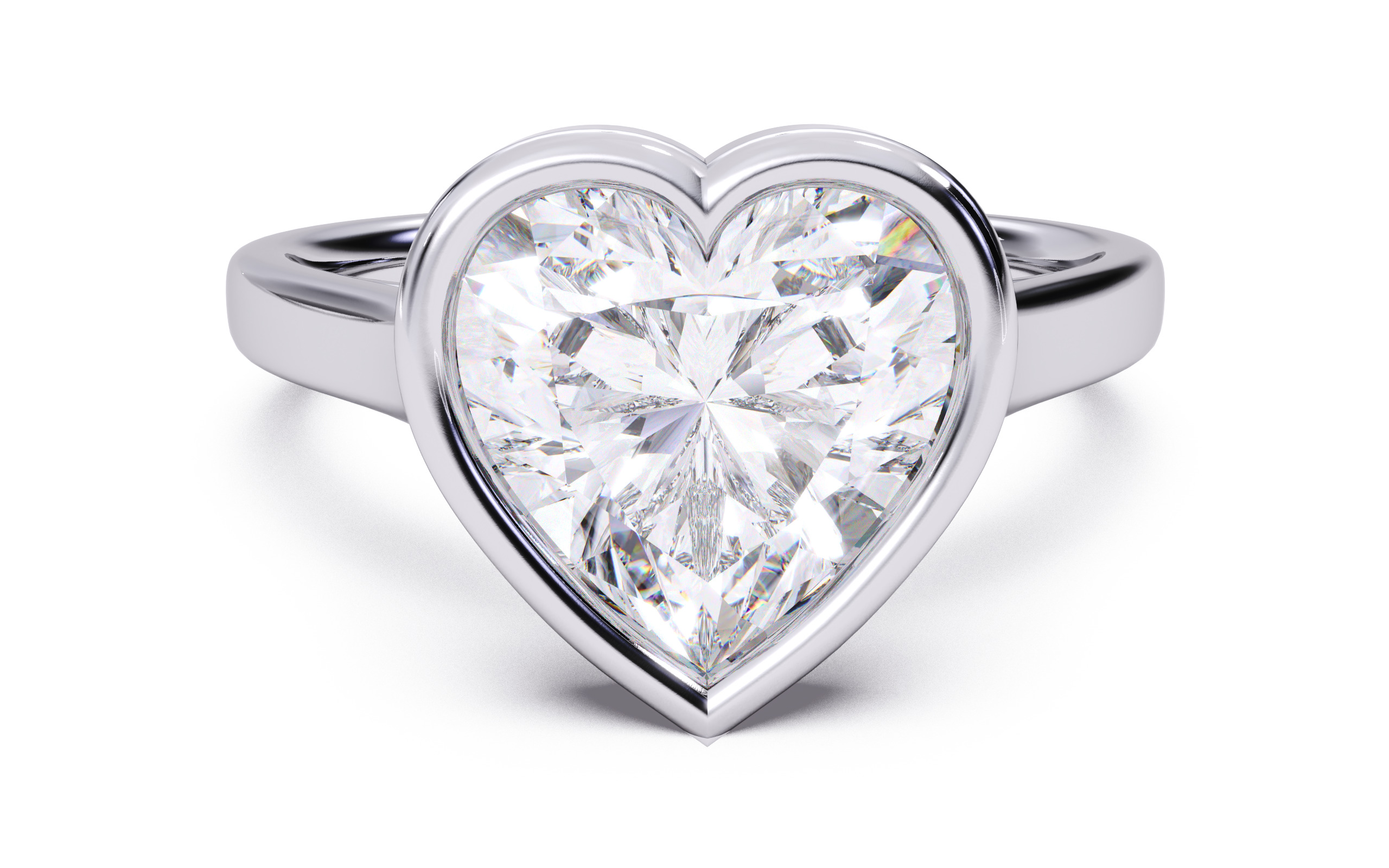 Heart Diamond Bezel Setting Solitaire Diamond Ring 3D print model_19