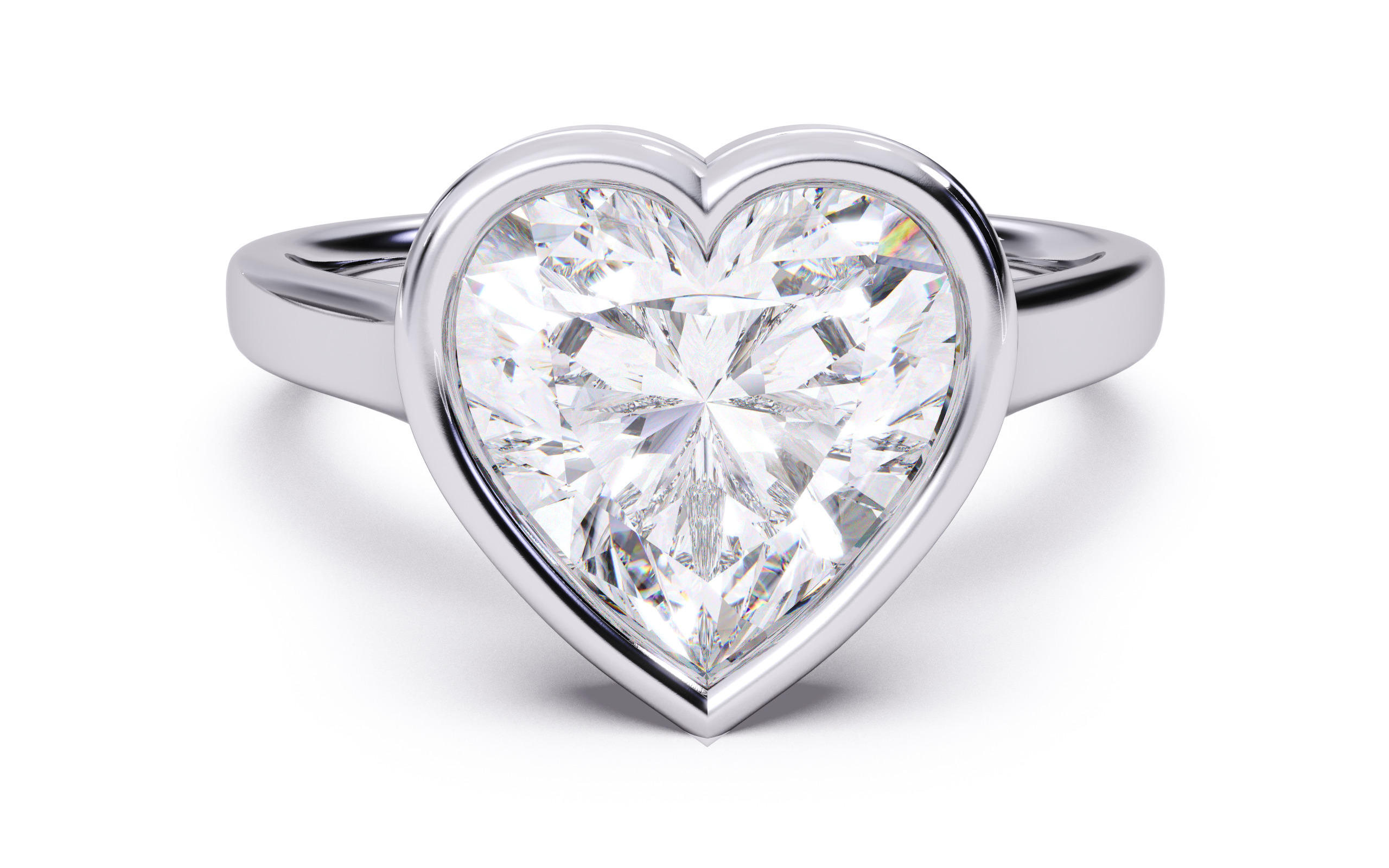 Heart Diamond Bezel Setting Solitaire Diamond Ring 3D print model_2