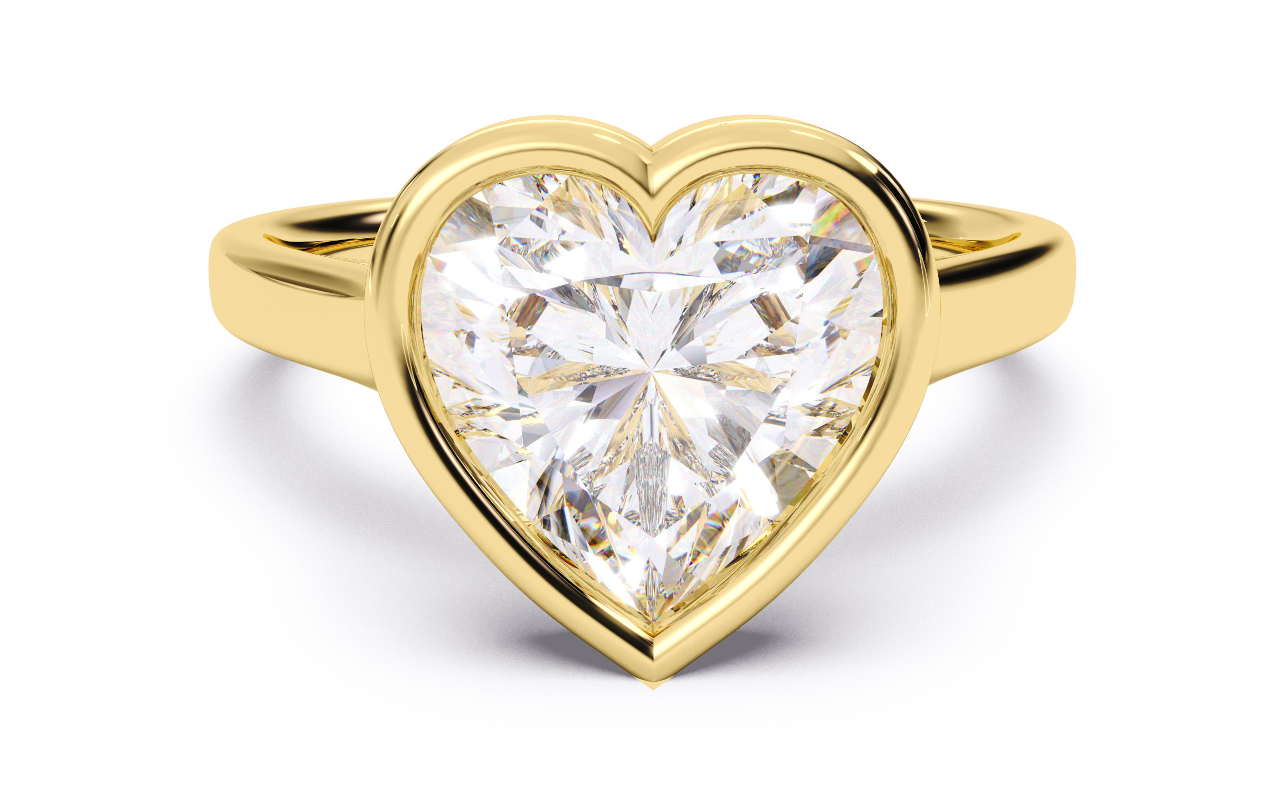 Heart Diamond Bezel Setting Solitaire Diamond Ring 3D print model_1