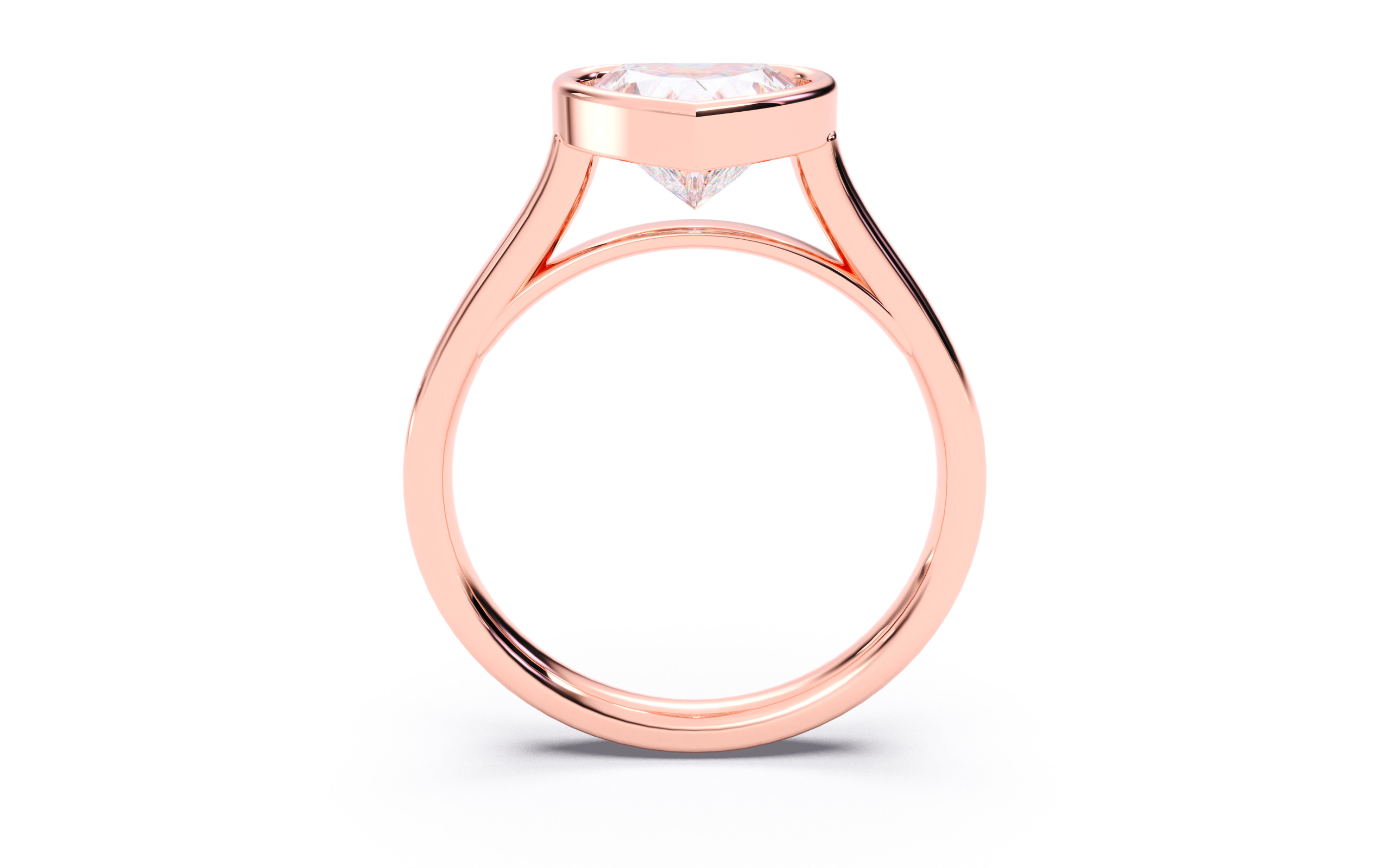 Heart Diamond Bezel Setting Solitaire Diamond Ring 3D print model_5