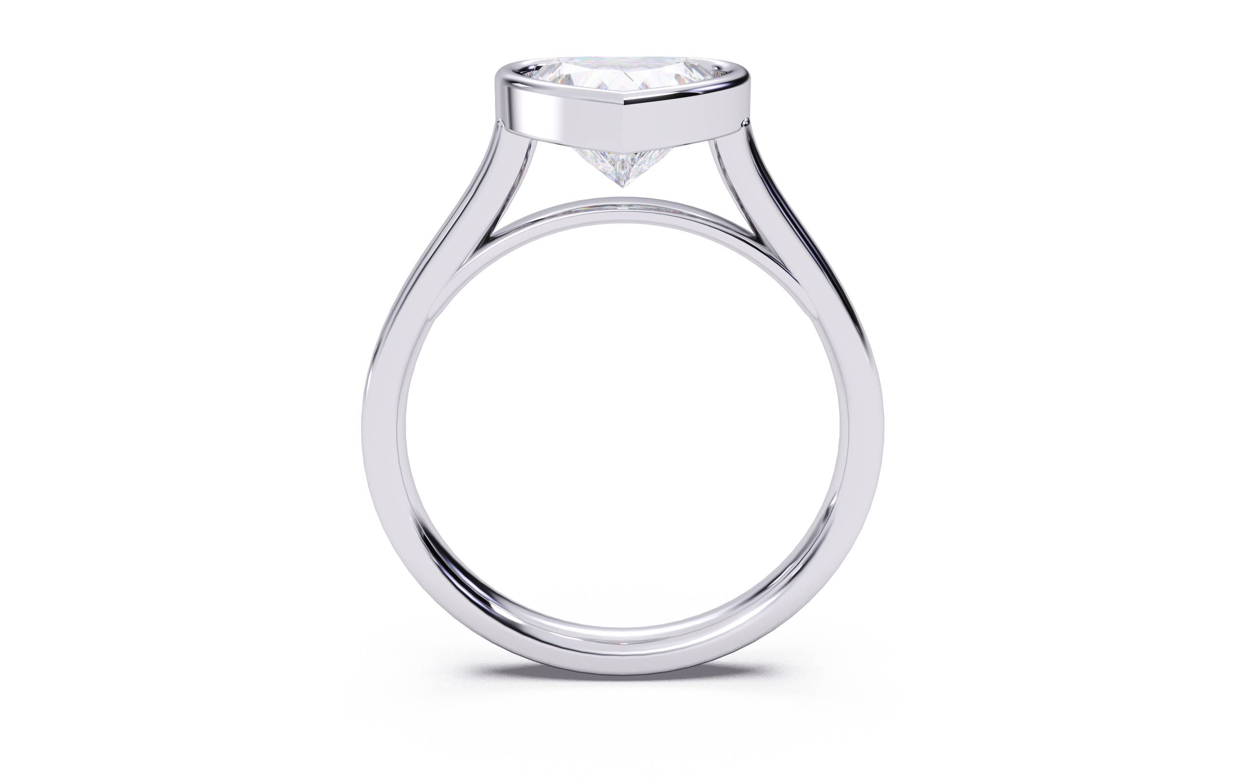 Heart Diamond Bezel Setting Solitaire Diamond Ring 3D print model_21