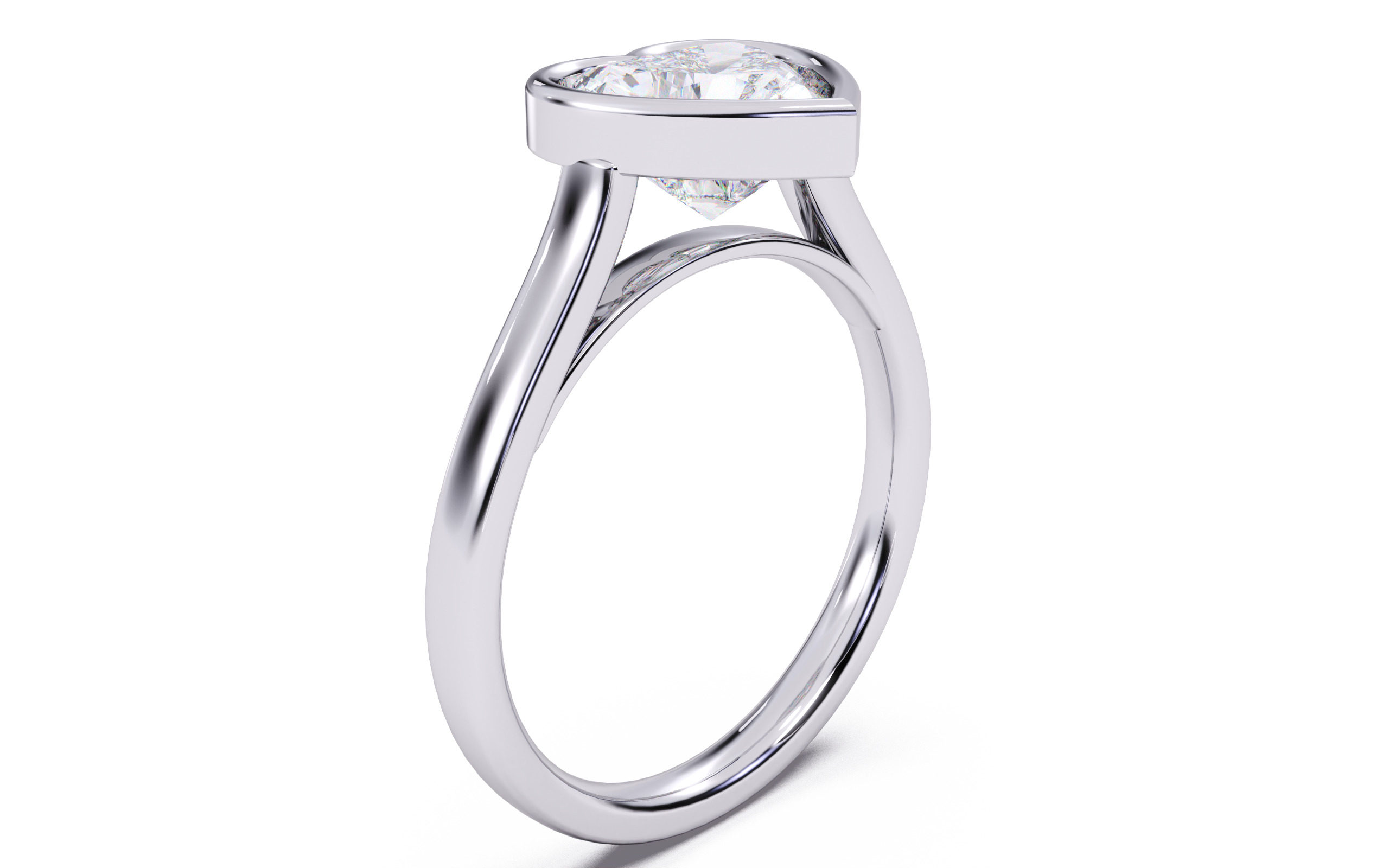 Heart Diamond Bezel Setting Solitaire Diamond Ring 3D print model_17