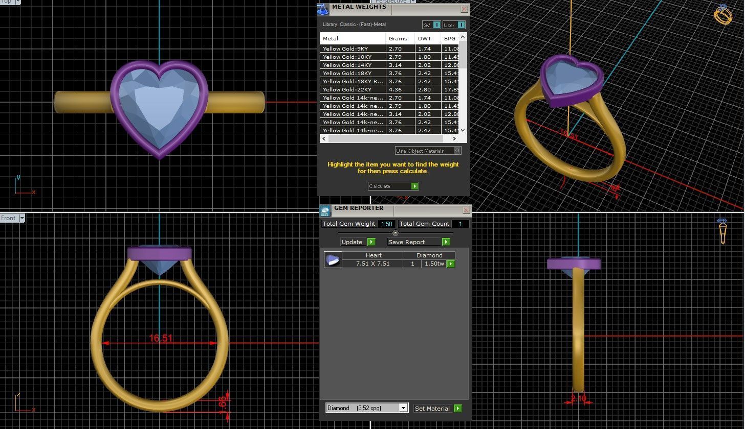 Heart Diamond Bezel Setting Solitaire Diamond Ring 3D print model_3