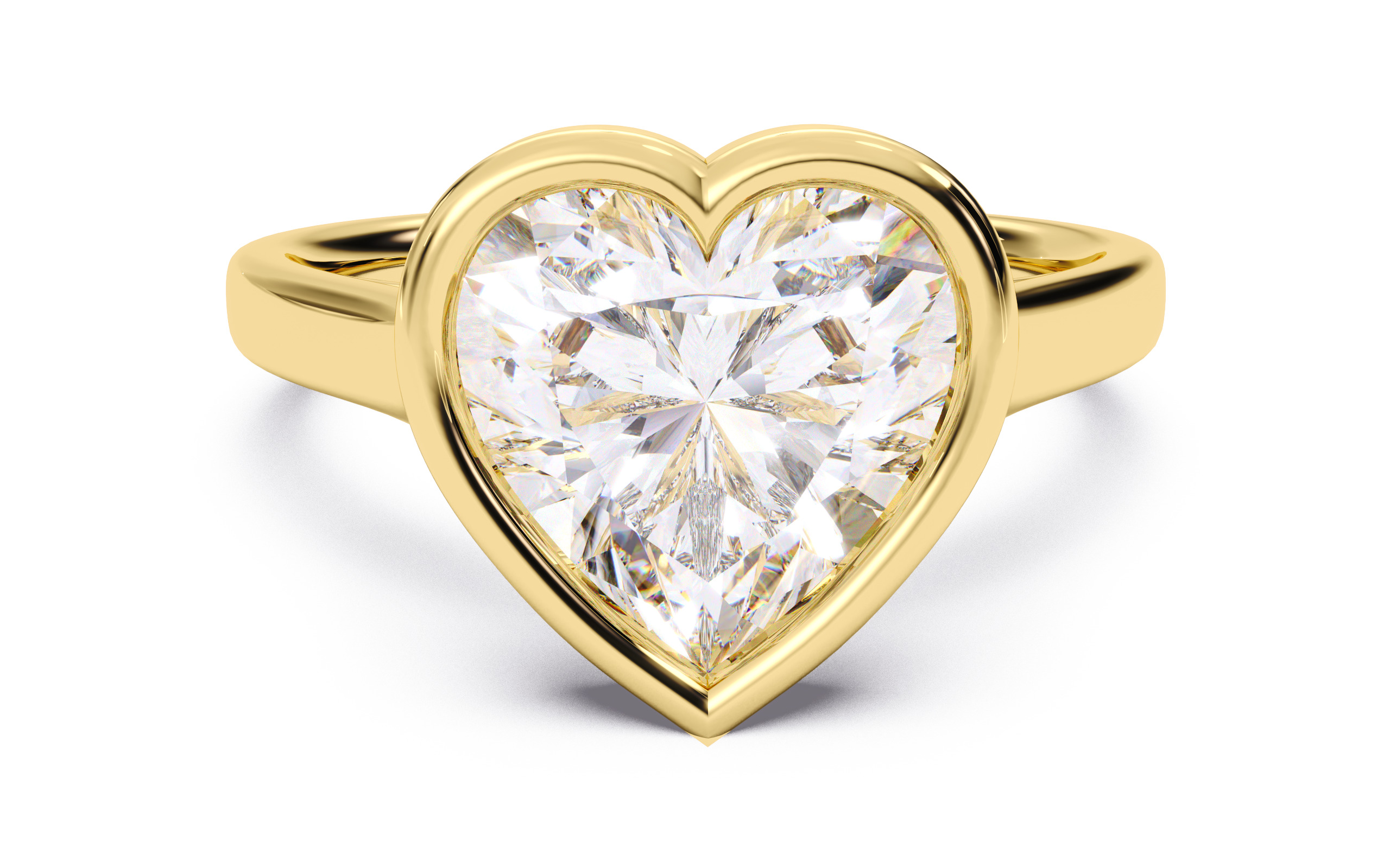 Heart Diamond Bezel Setting Solitaire Diamond Ring 3D print model_18