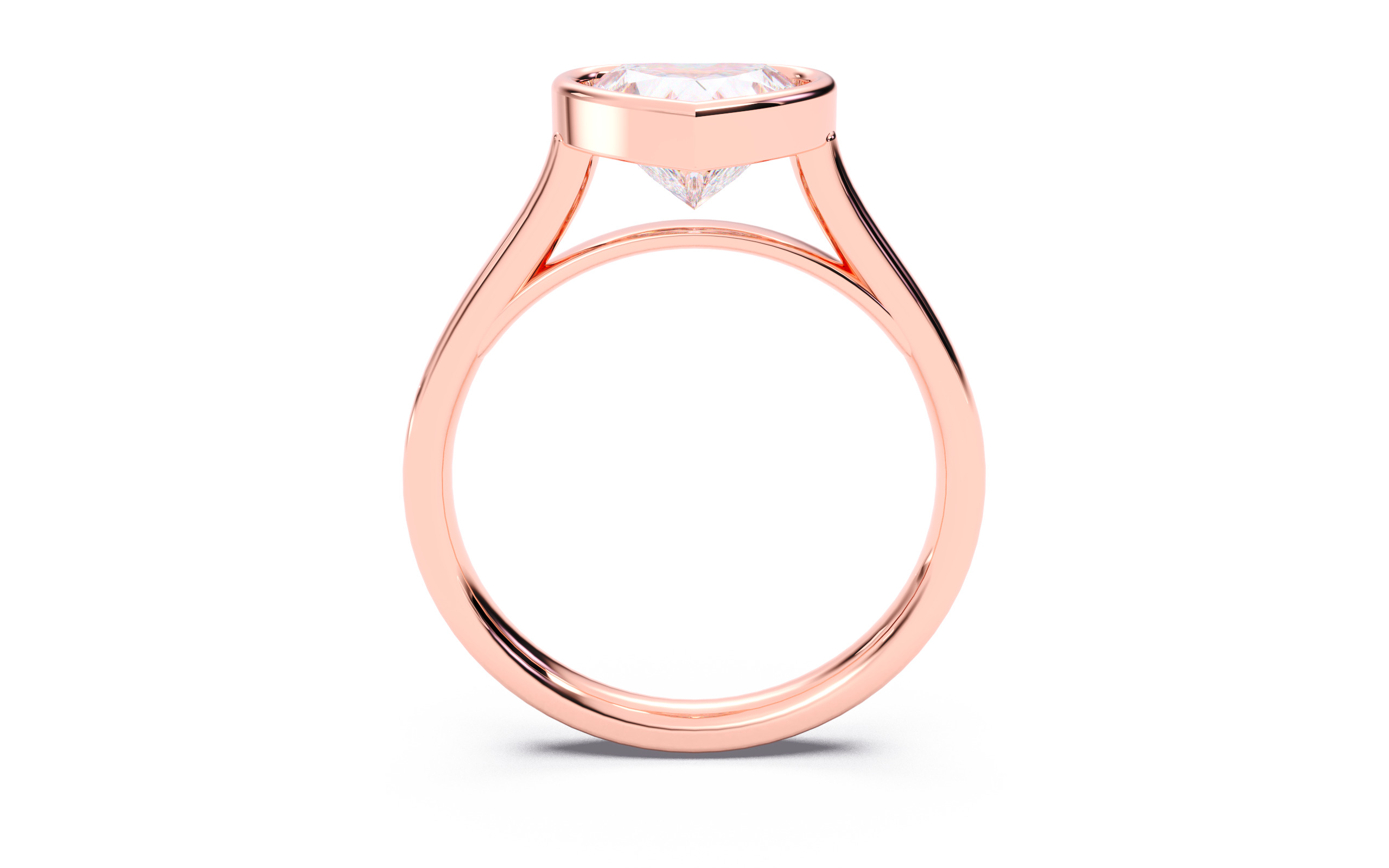 Heart Diamond Bezel Setting Solitaire Diamond Ring 3D print model_6